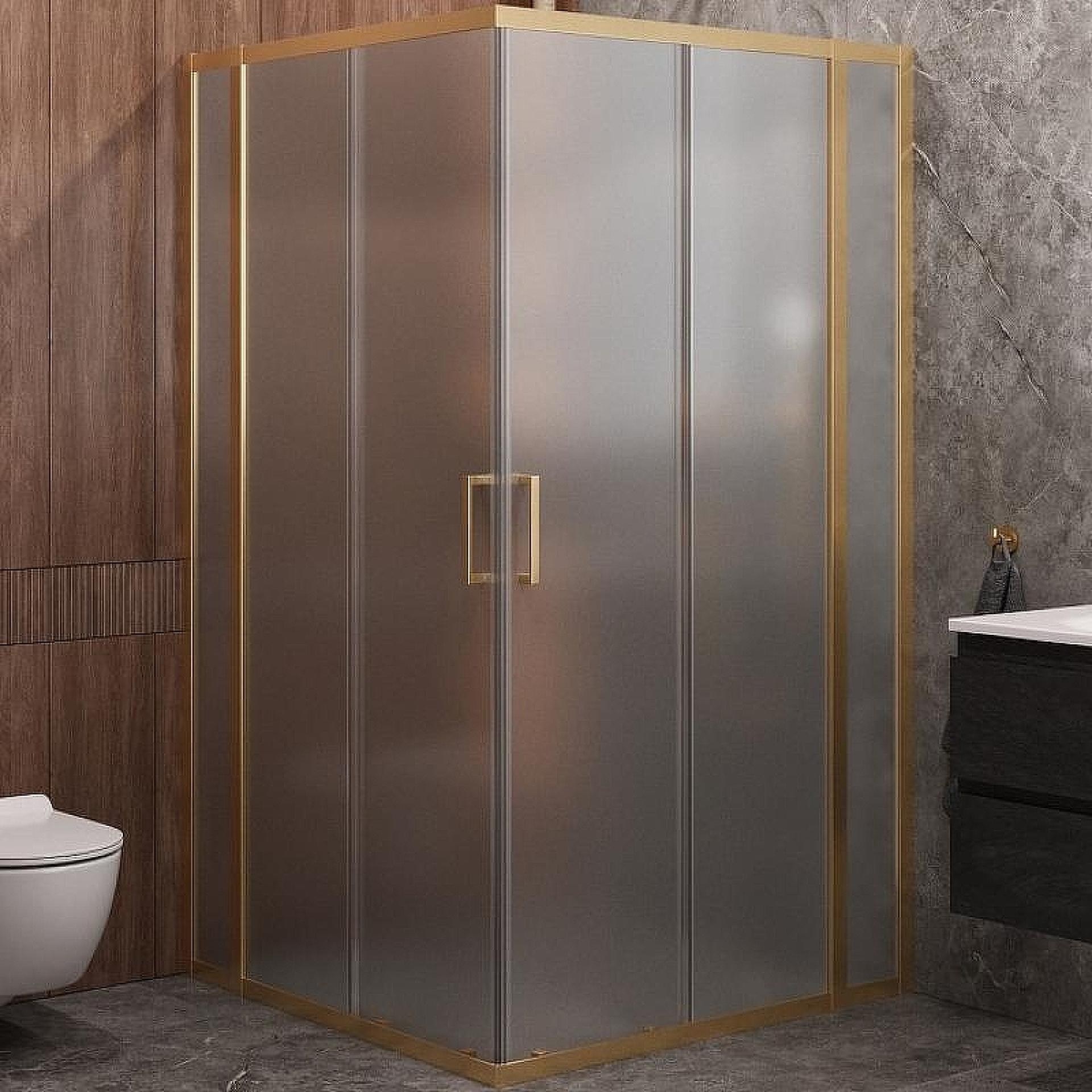 Перегородка душевая Cezares Molveno  MOLVENO-FIX-20-P-BORO профиль брашированное золото, стекло рифленое