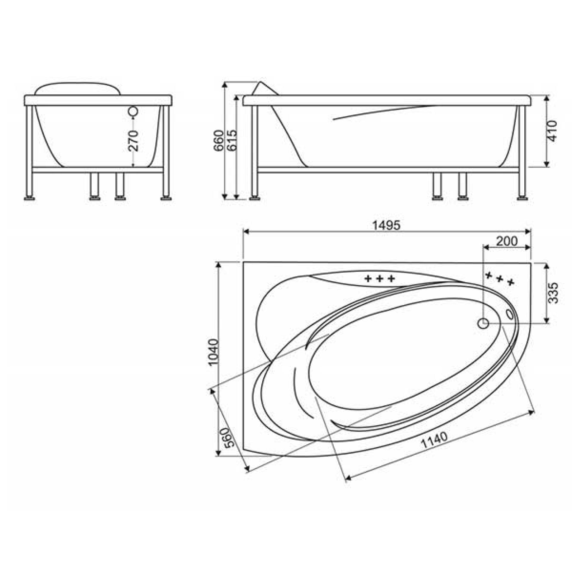 Акриловая ванна BelBagno BB106-150-105-L