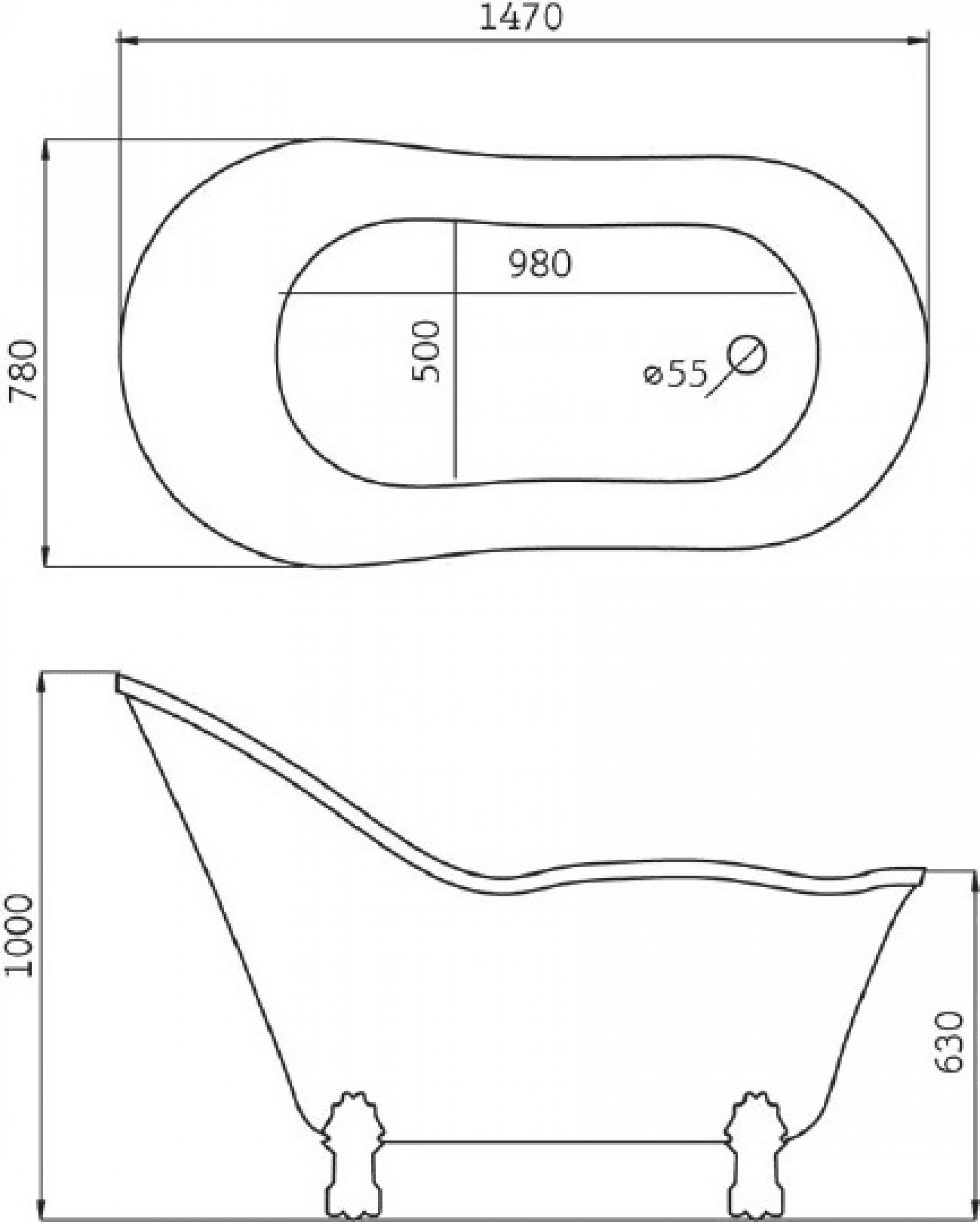 Акриловая ванна 147х78 см BelBagno BB08-1470