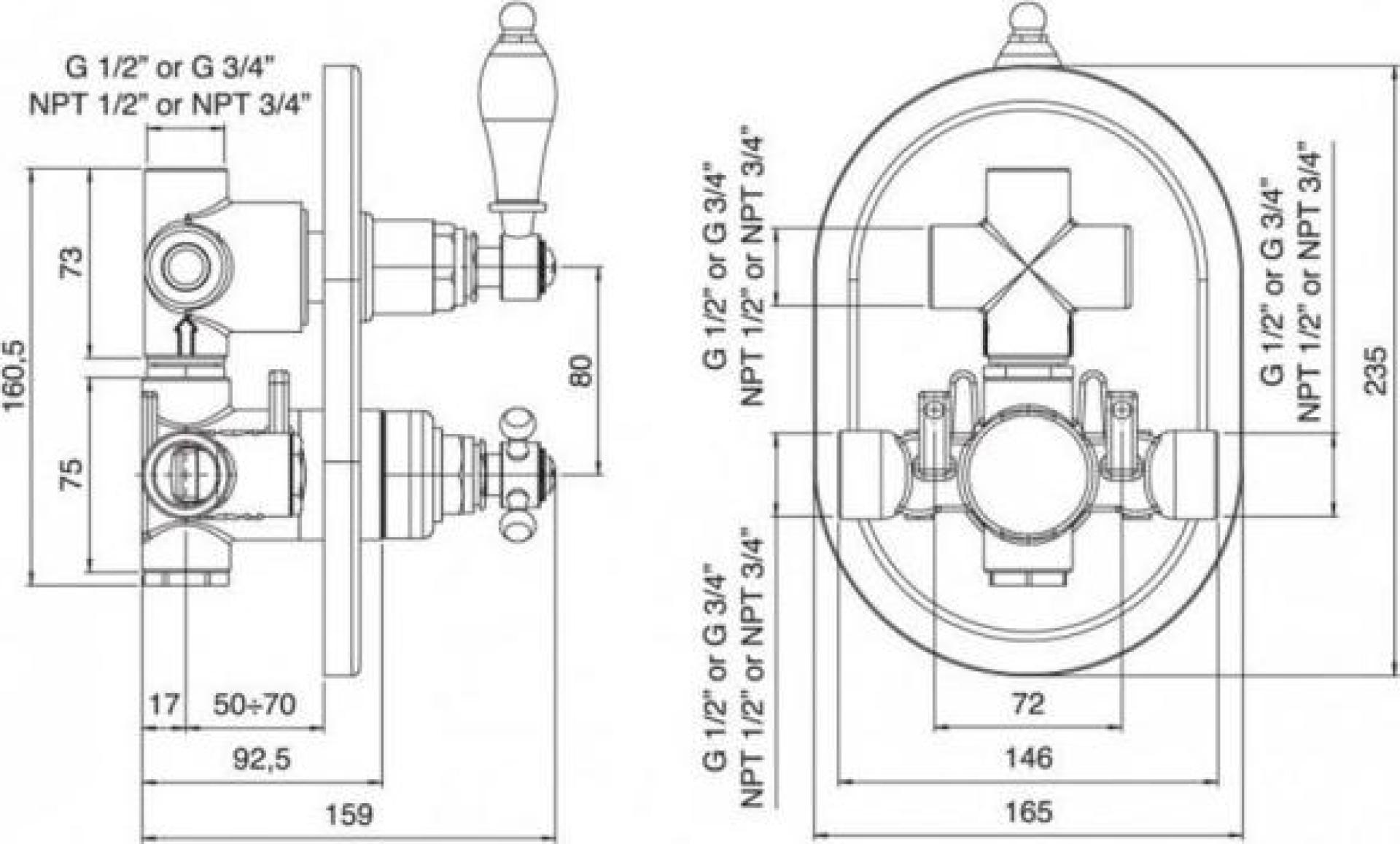 Смеситель для душа Cezares VDIM2-T-02, бронза