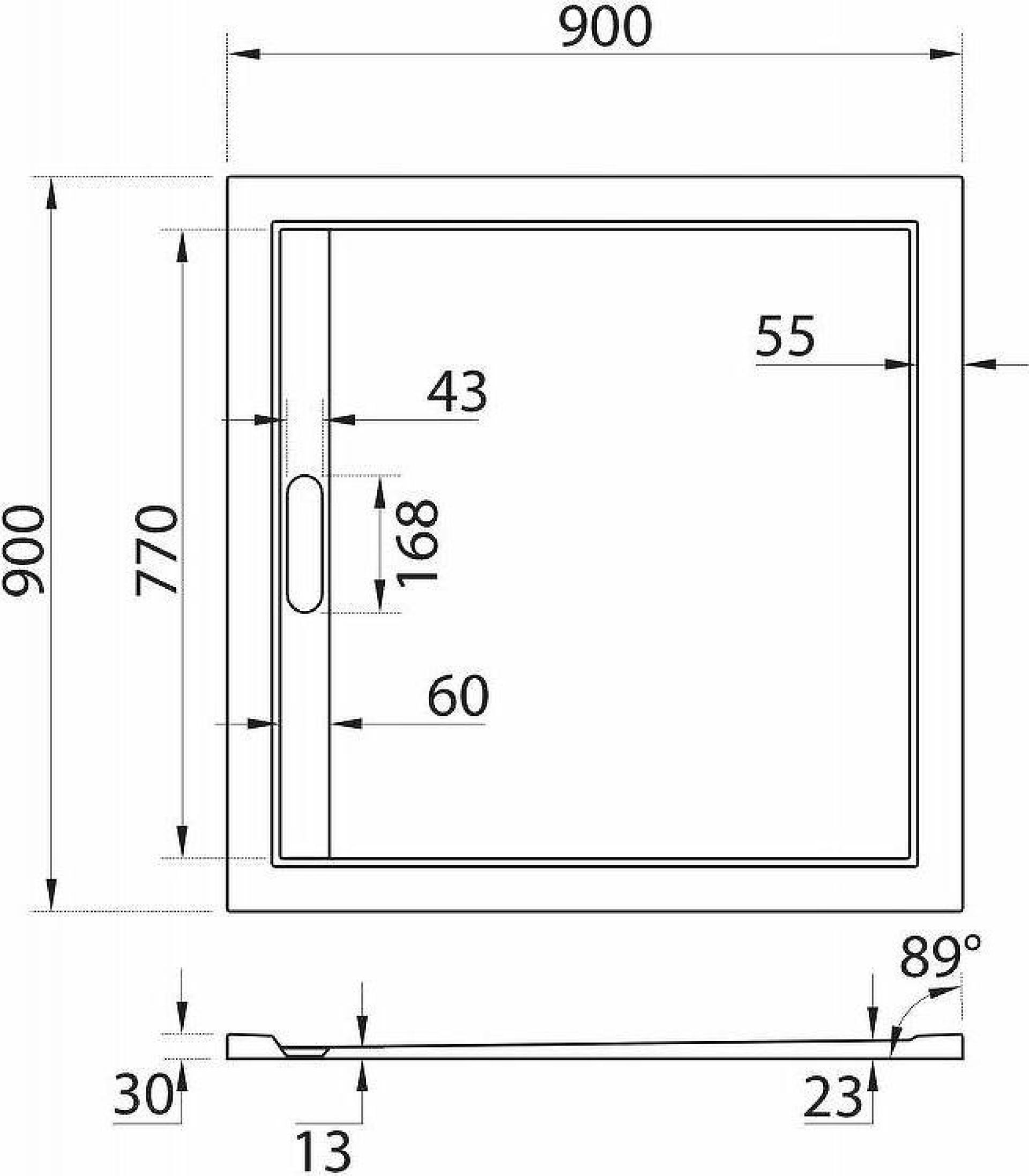 Поддон для душа Cezares Tray AS 90x90 TRAY-AS-A-90-30-NERO, черный матовый