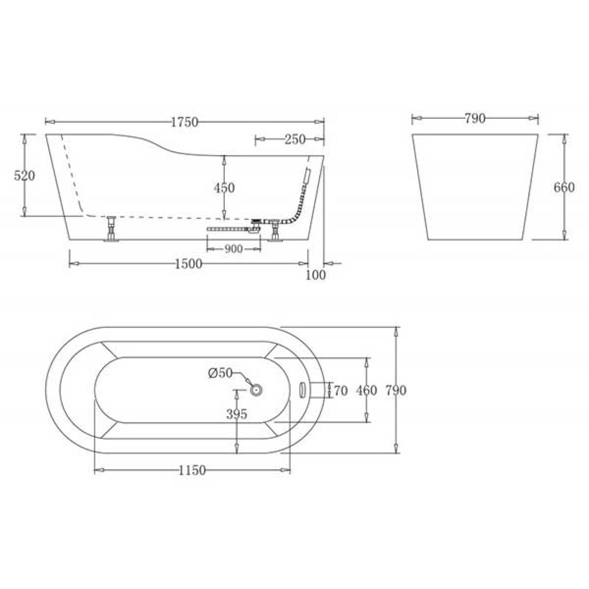 Акриловая ванна 175х79 см BelBagno BB65-1750