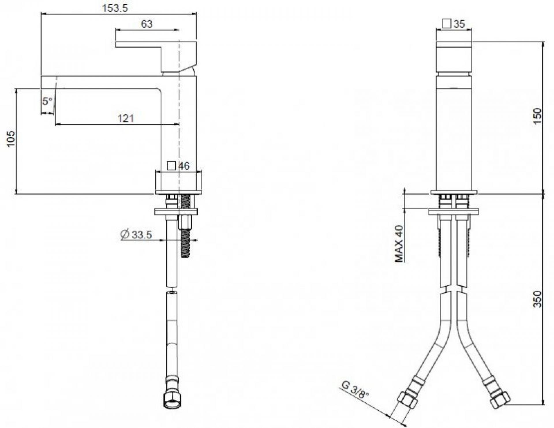 Смеситель для раковины Cezares UNIKA-LSM1-NOP-W0, черный