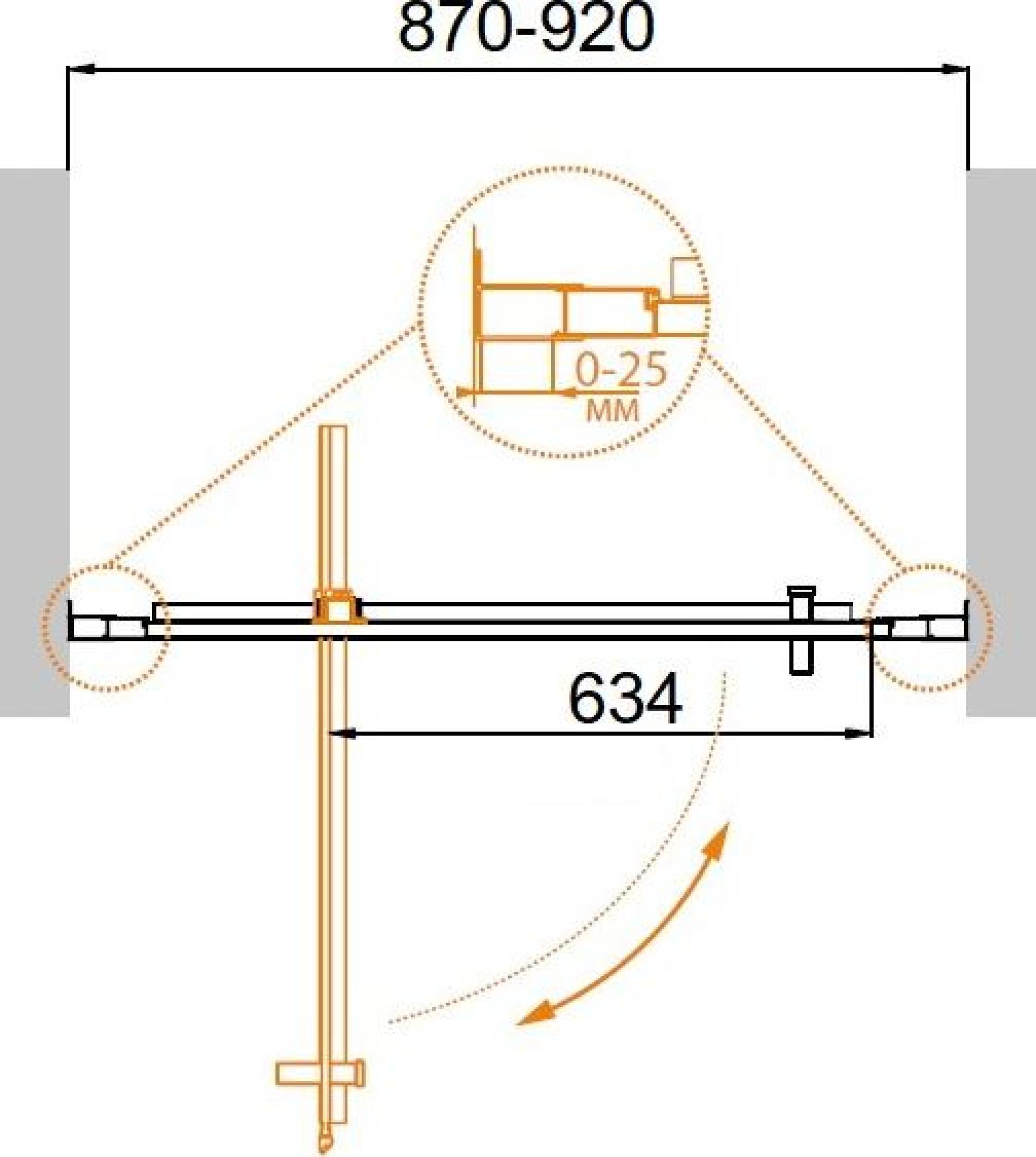 Душевая дверь в нишу Cezares Molveno-BA-1-90-C-Cr-IV