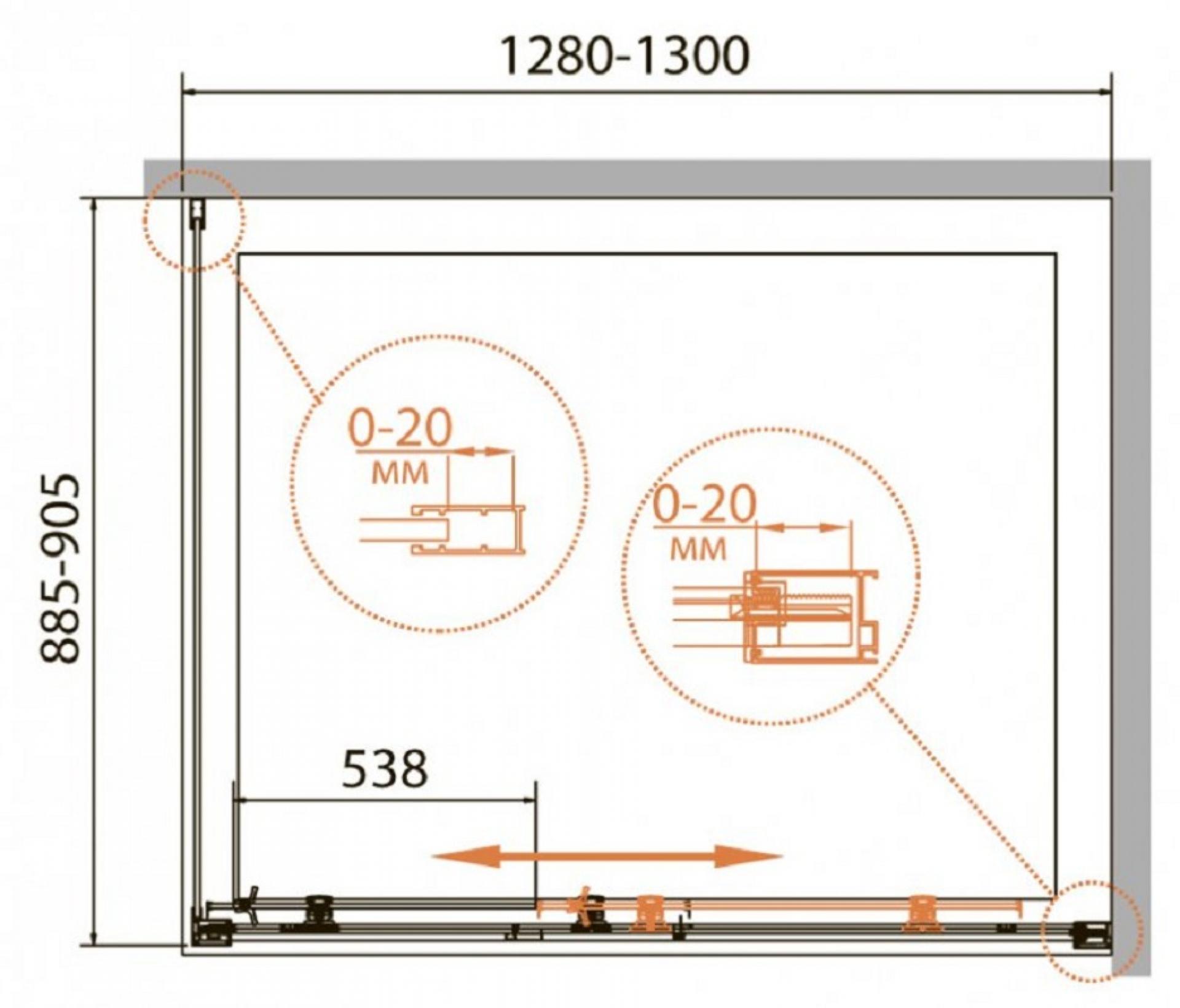 Душевой уголок Cezares RELAX-AHF-1-130/90-P-Bi стекло punto