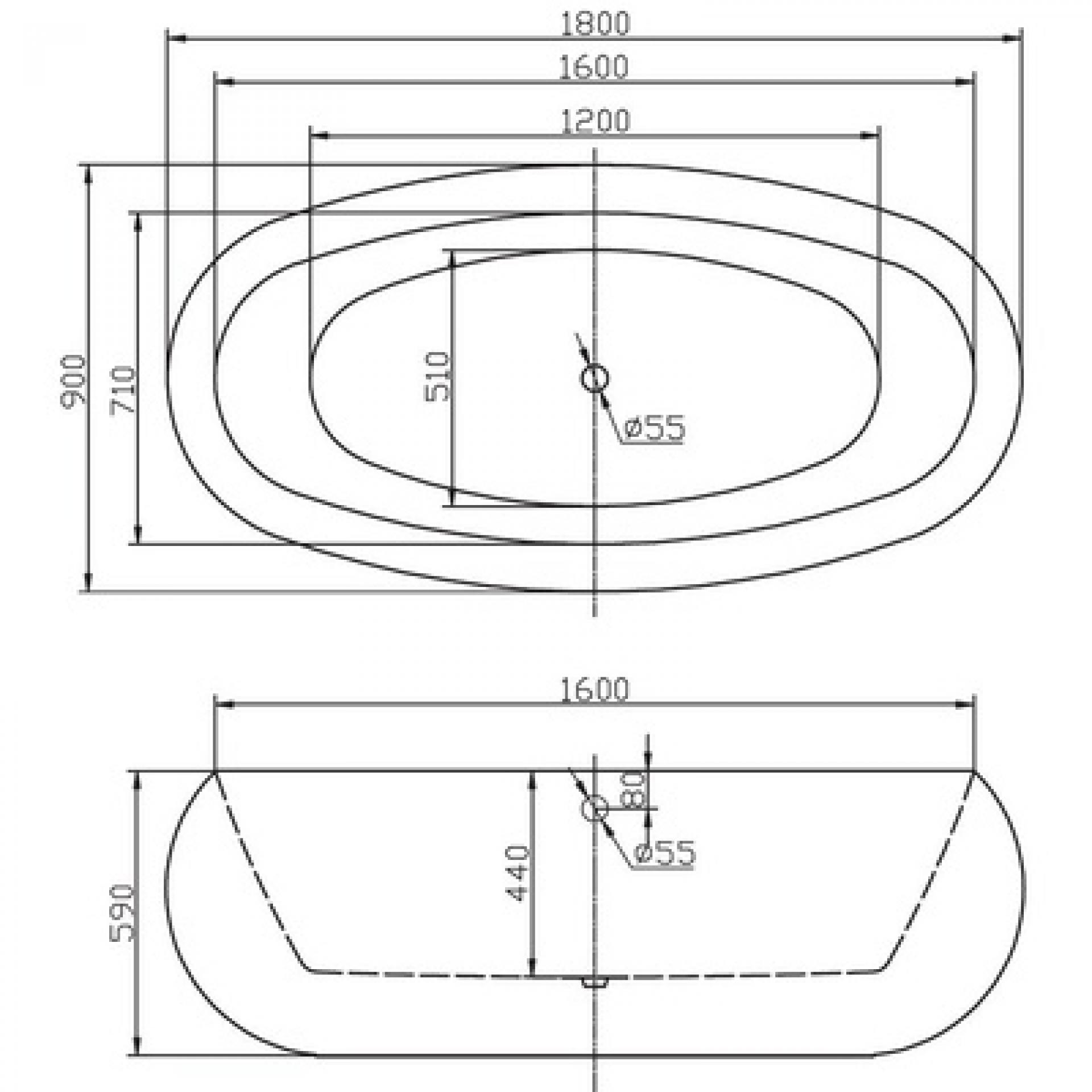 Акриловая ванна 180х90 см BelBagno BB18-NERO/BIA