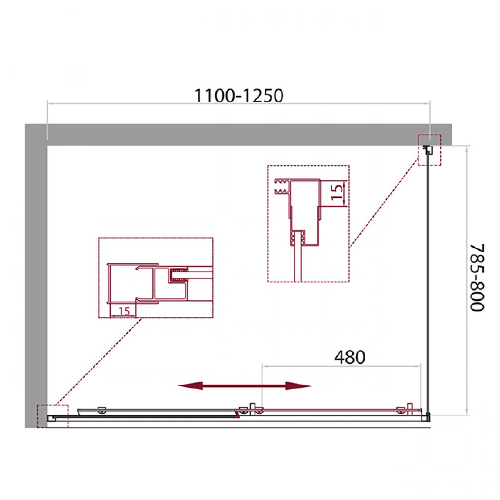 Душевой уголок BelBagno UNIQUE-AH-1-110/125-80-P-Cr стекло punto