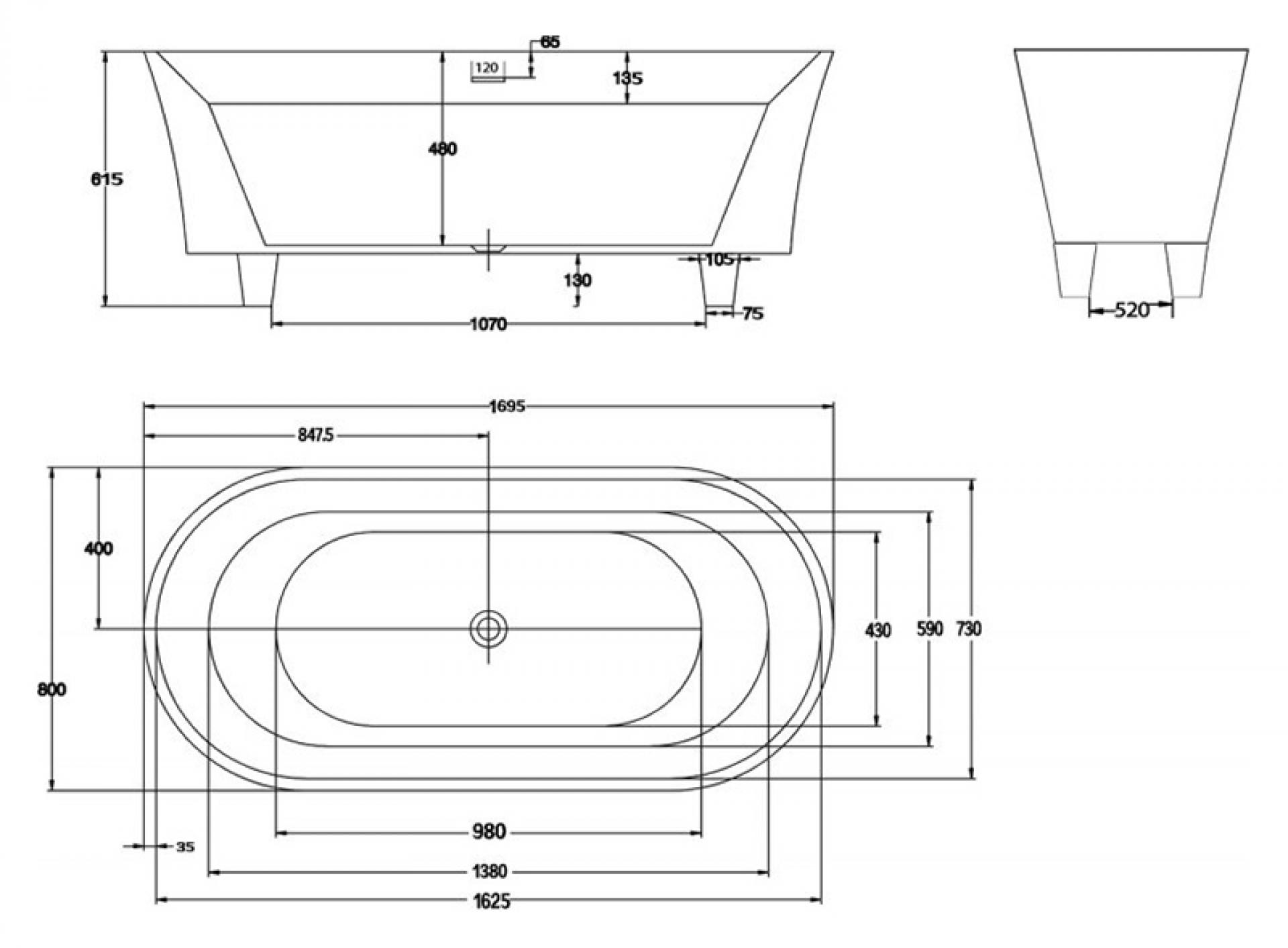 Акриловая ванна 170х80 см BelBagno BB40-1700-MARINE