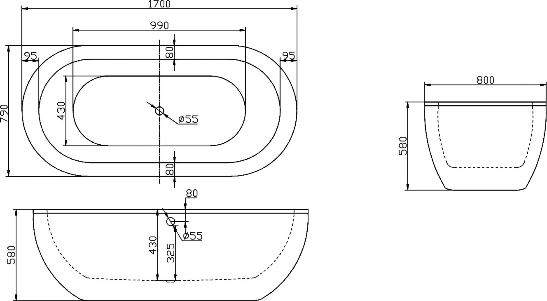 Акриловая ванна 170х79 BelBagno BB13-1700