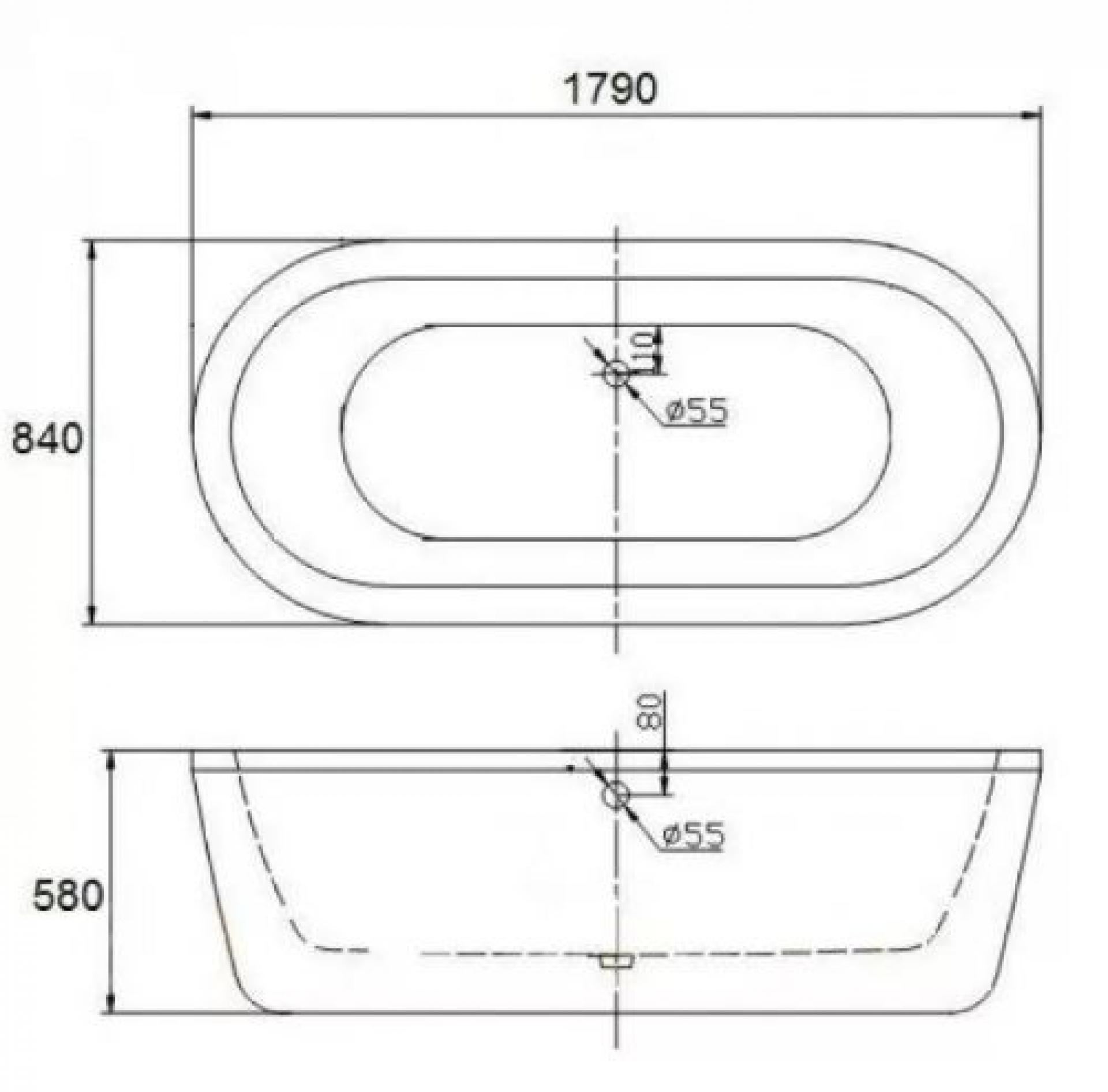 Акриловая ванна 178.5х80.5  BelBagno BB12-1785