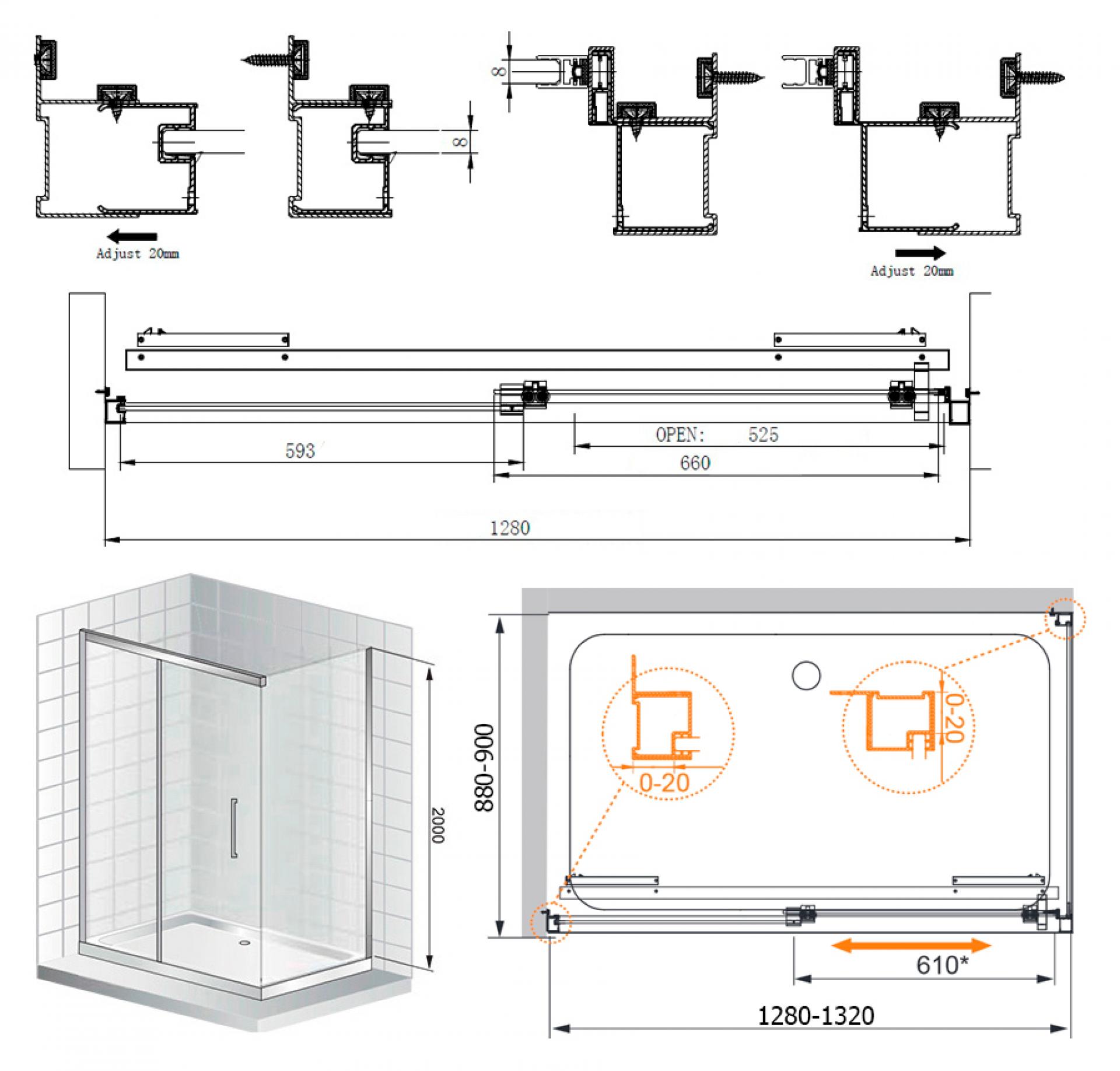 Душевой уголок Cezares Lux soft W AH1 130/90 C Cr IV