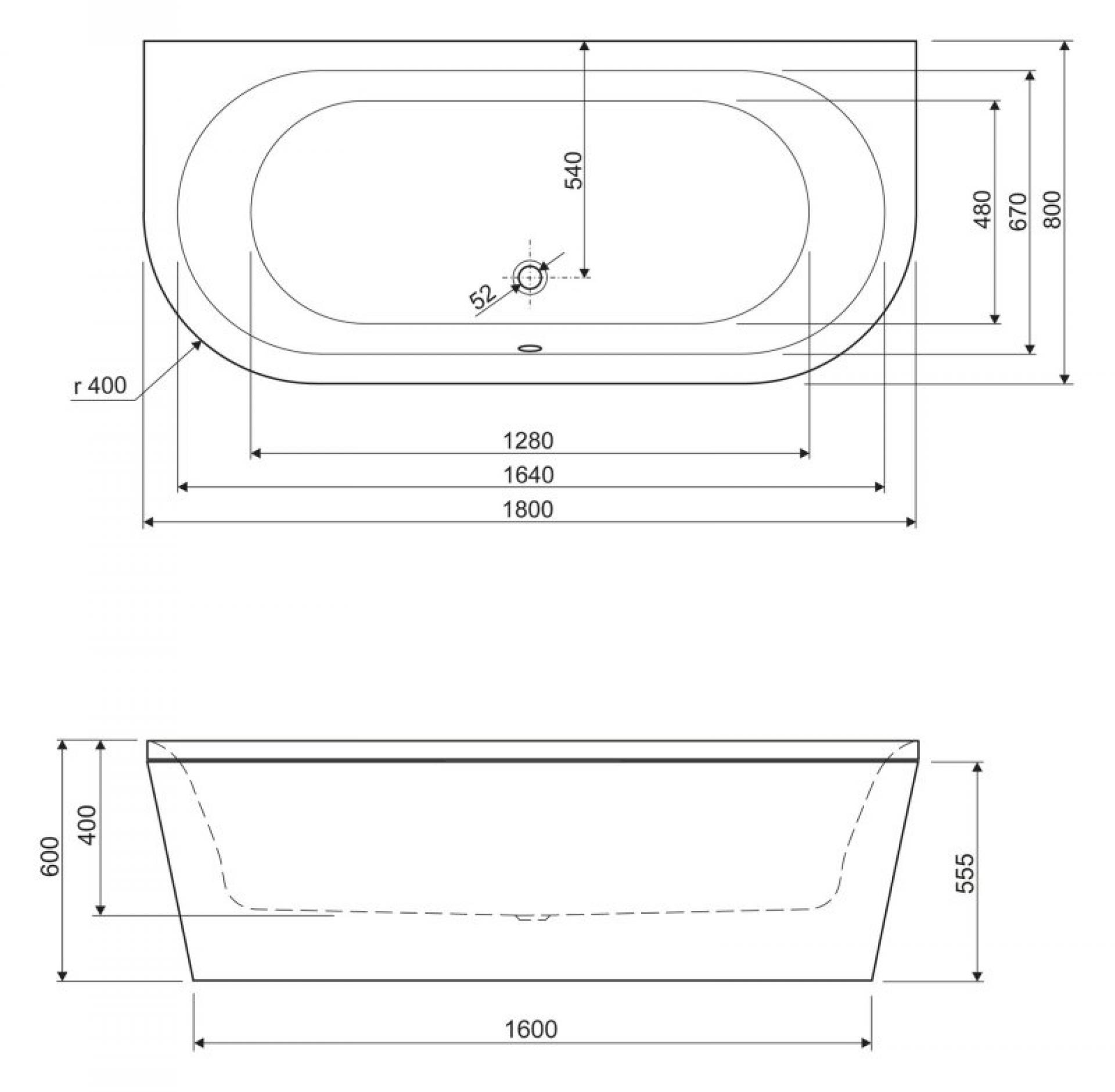 Акриловая ванна 180х80 см Cezares METAURO-wall-180-80-40-W37