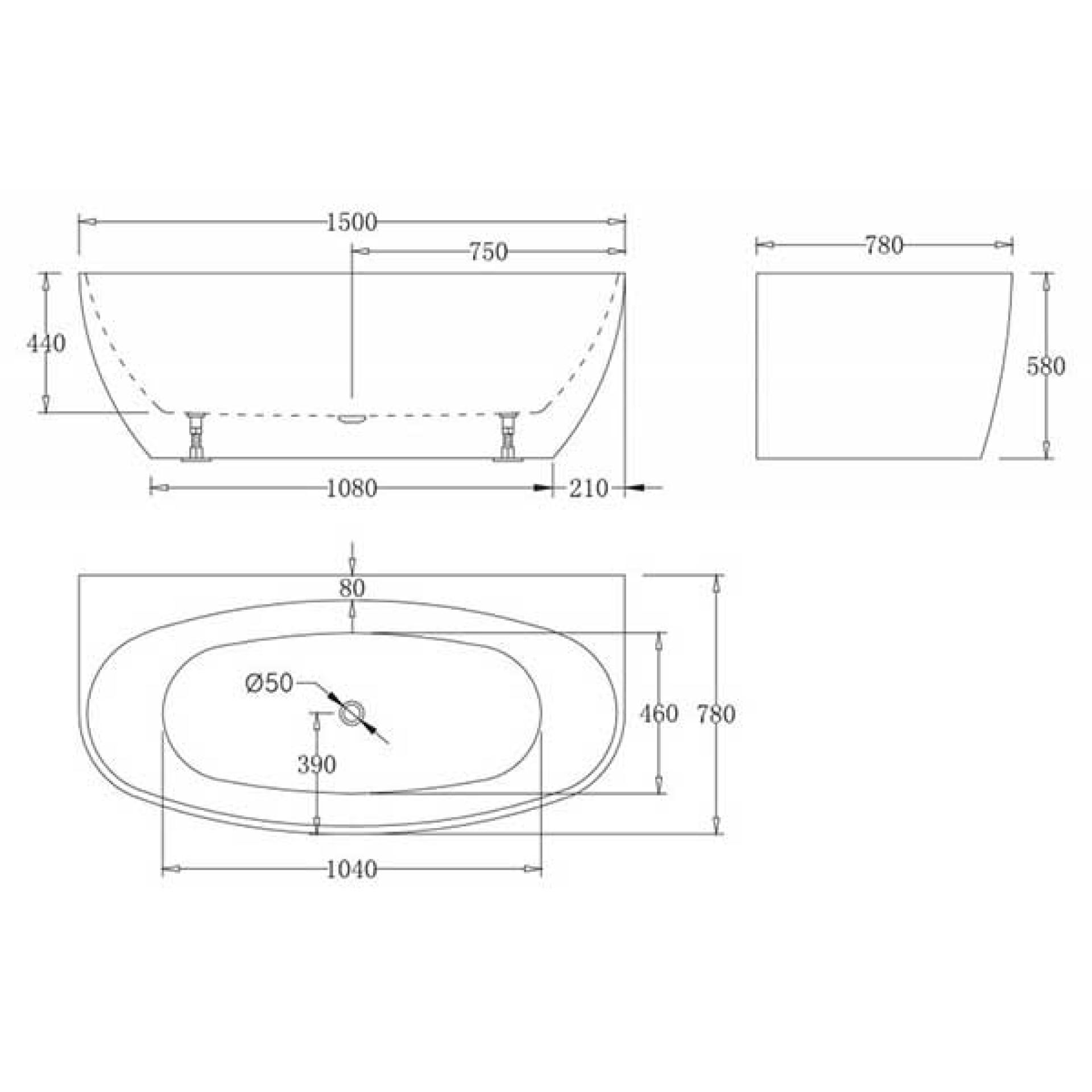 Акриловая ванна 150х78 см BelBagno BB83-1500