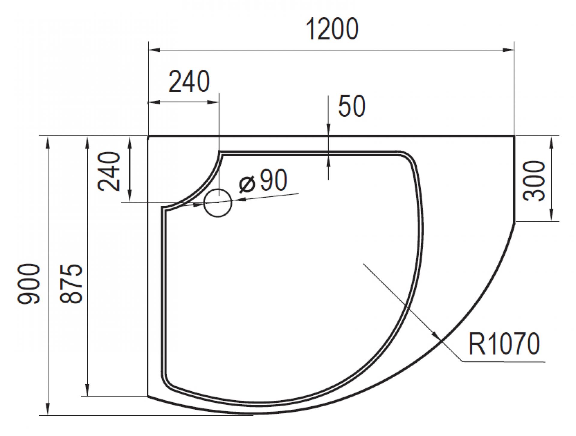 Поддон для душа Cezares Tray Triumph асимметричный R