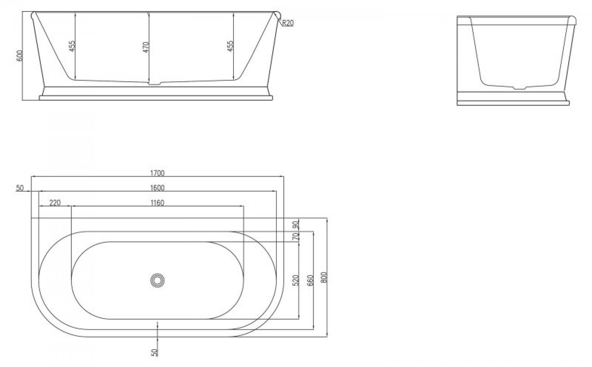 Акриловая ванна 170х80 см BelBagno BB408-1700-800