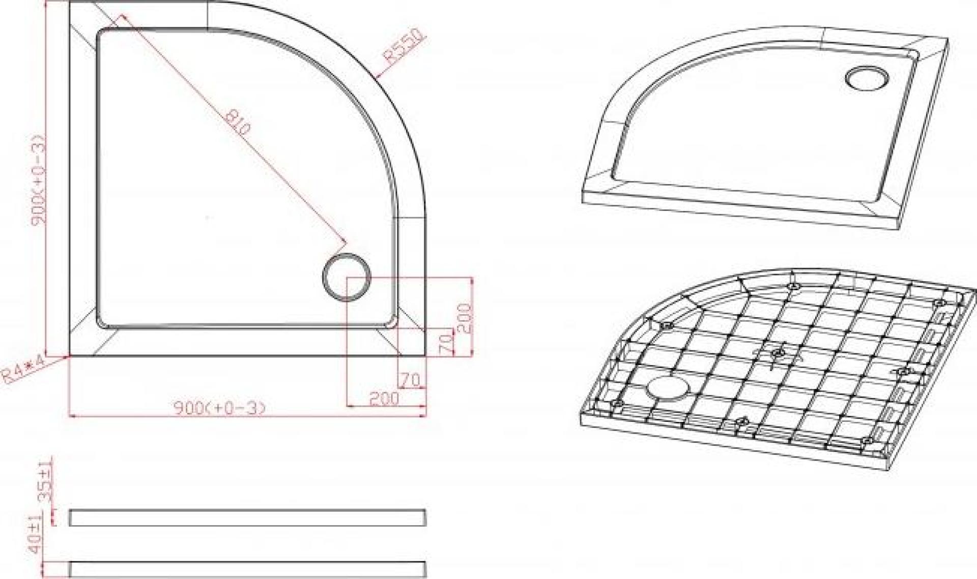 Металлический каркас и ножки для поддона Cezares TRAY-M-R-90-ML