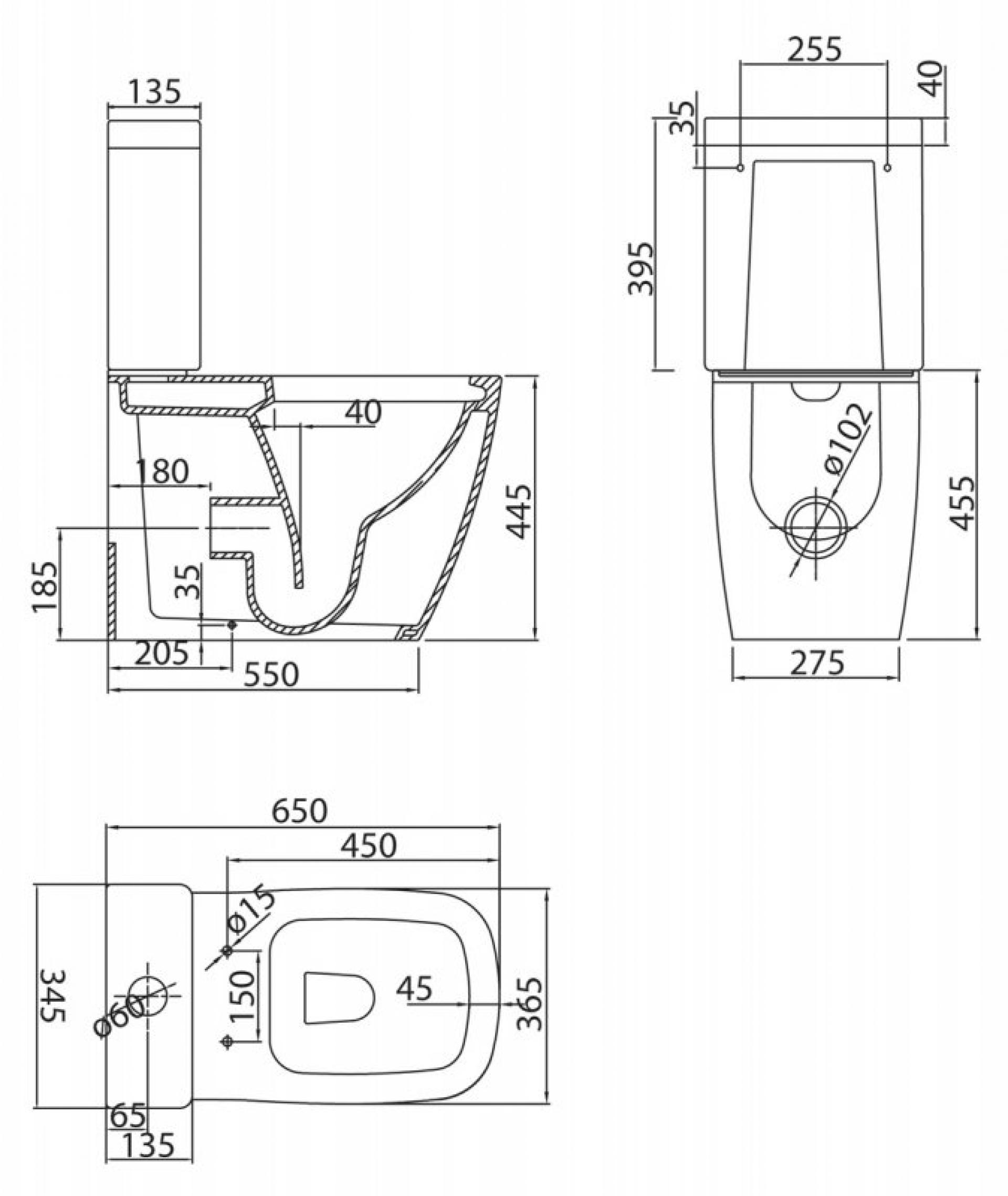 Унитаз-компакт BelBagno Alpina-R BB0159CPR с бачком BB0159T безободковый