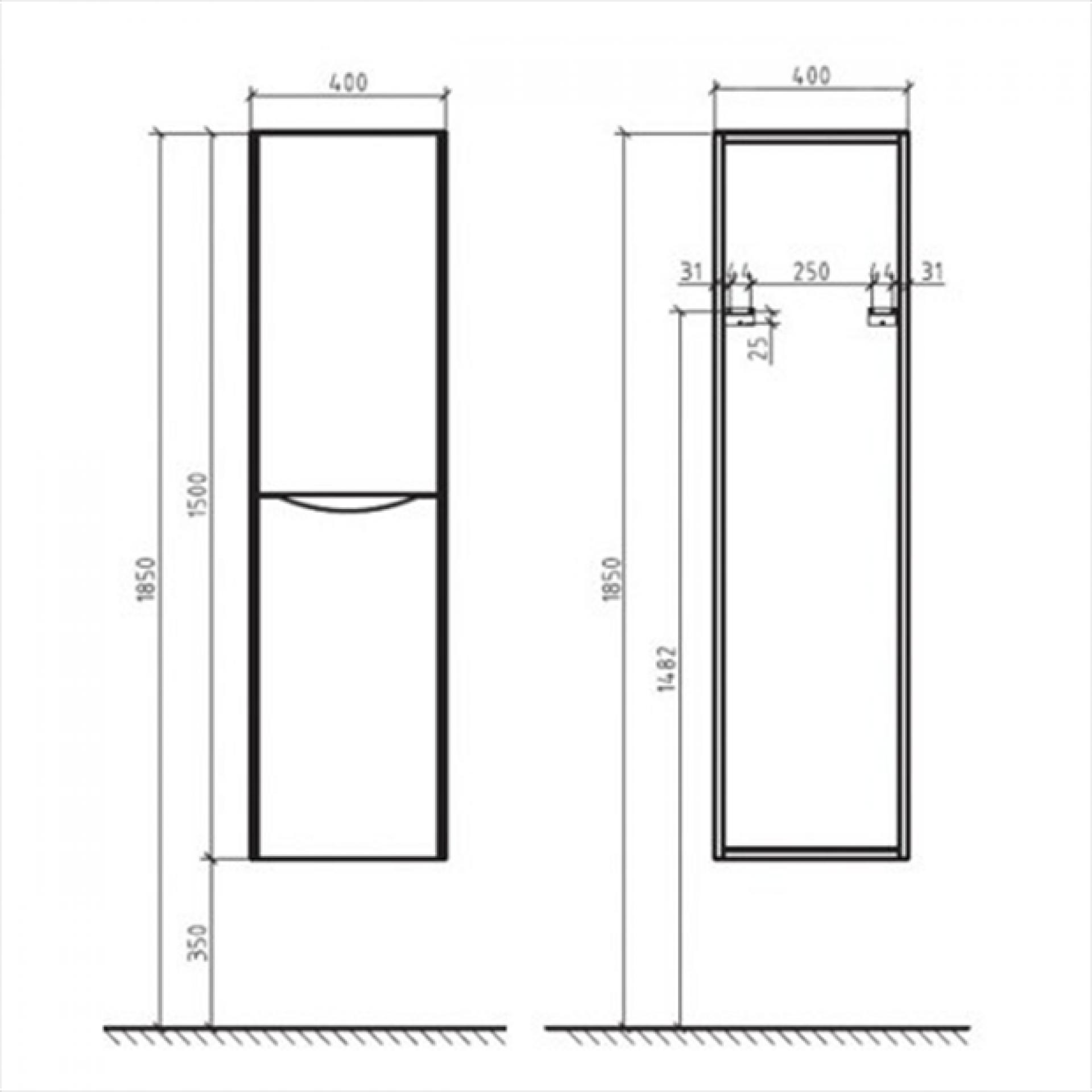 Шкаф-пенал BelBagno LUXURY/SOFT-1500-2A-SC-BL-RIGHT bianco lucido