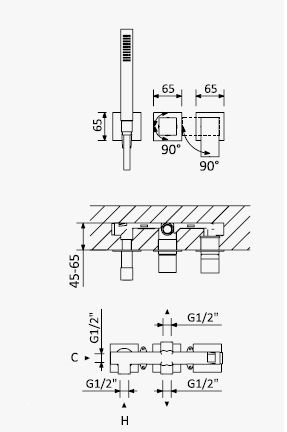 Смеситель для ванны с душем Cezares Porta PORTA-VDM2-BIO белый матовый