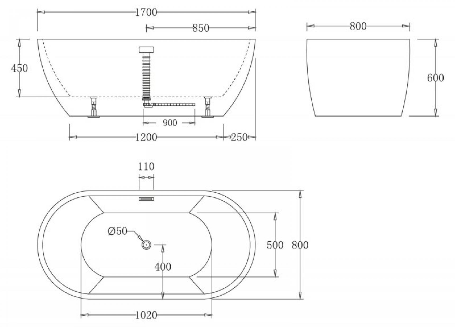 Акриловая ванна BelBagno BB70-1700