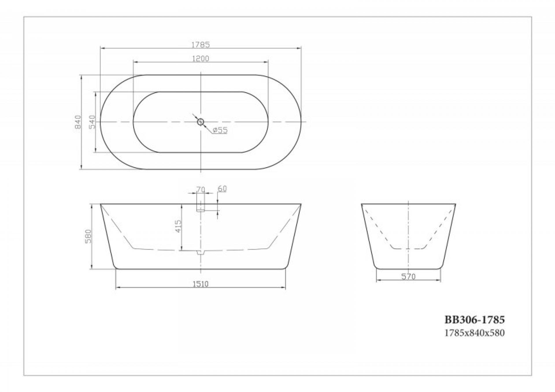 Акриловая ванна 178х84 см BelBagno BB306-1785