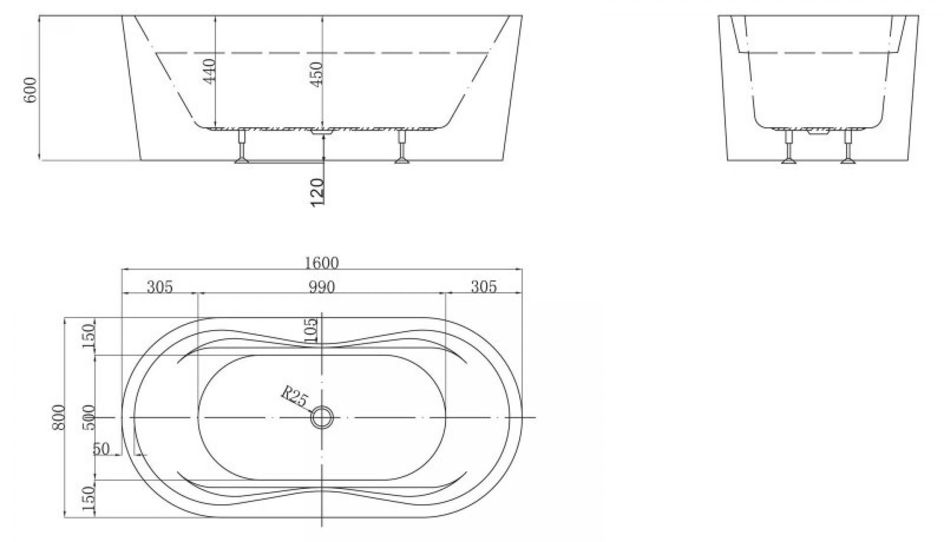 Акриловая ванна 160х80 см BelBagno BB407-1600-800