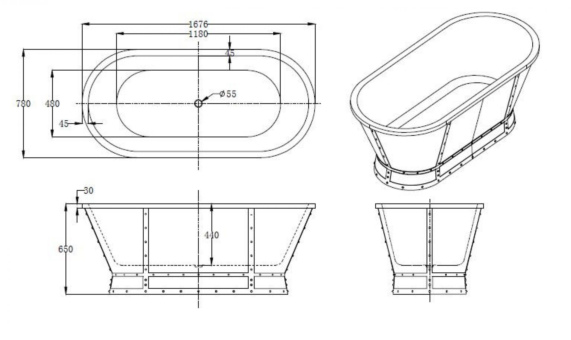 Акриловая ванна 167х78 см BelBagno BB35 белый глянец