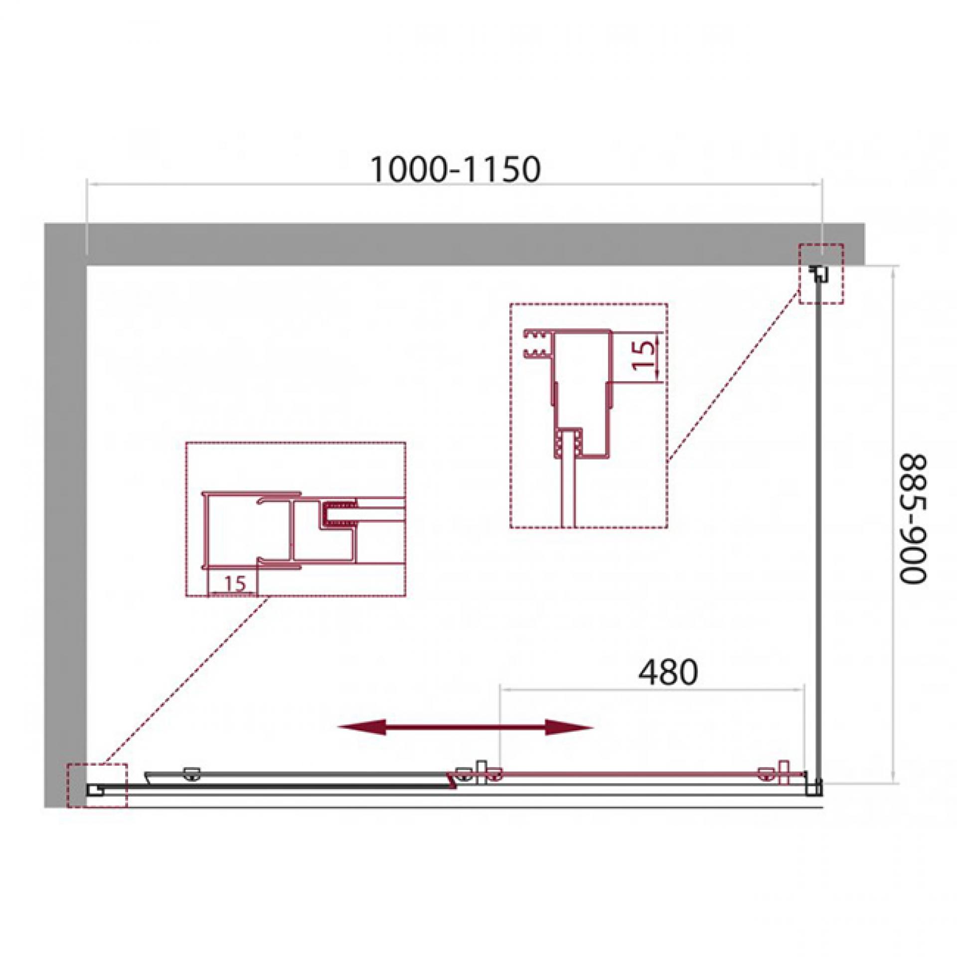 Душевой уголок BelBagno UNIQUE-AH-1-100/115-90-P-Cr стекло punto