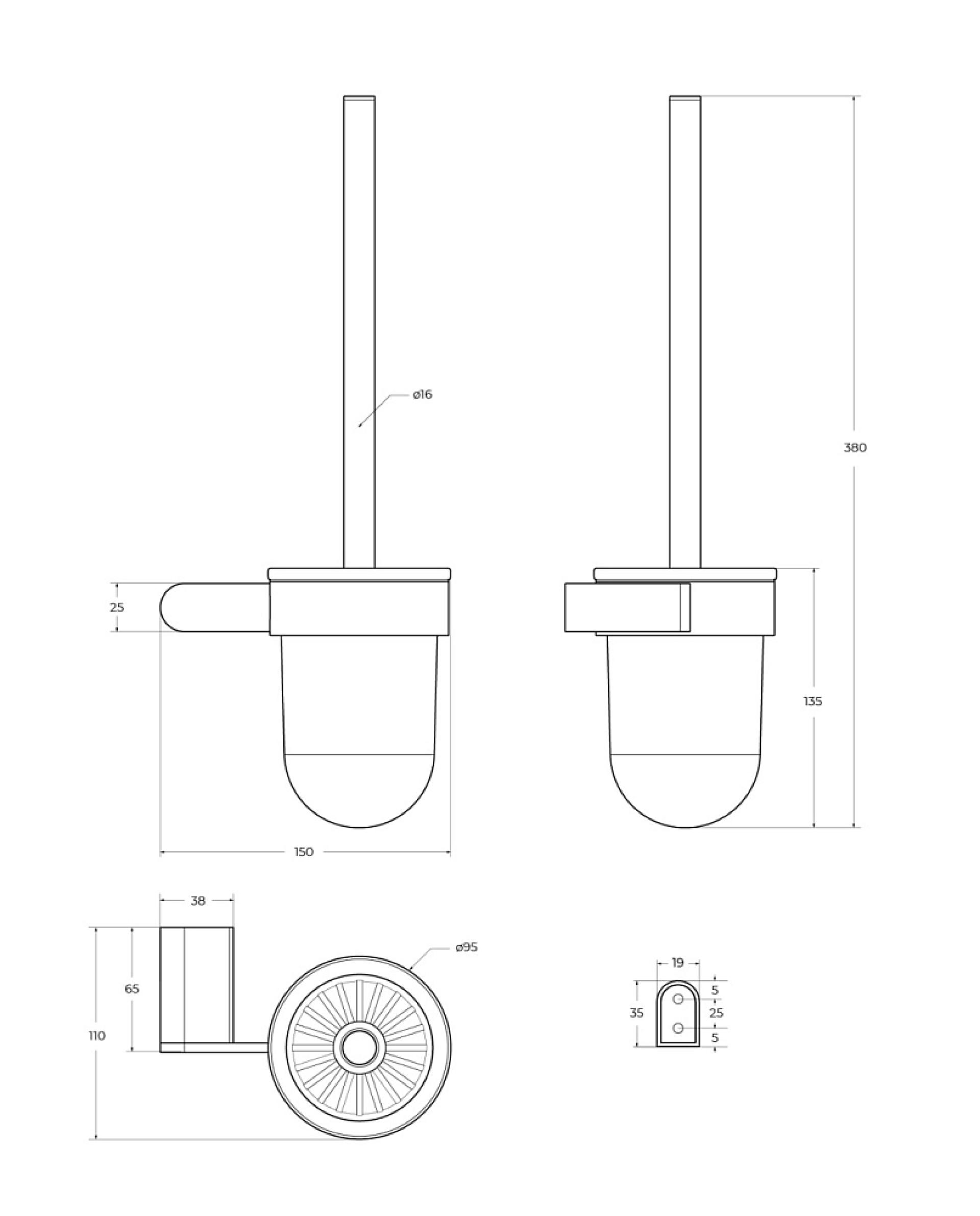 Ершик для унитаза Cezares STYLUS-TBS-01, хром