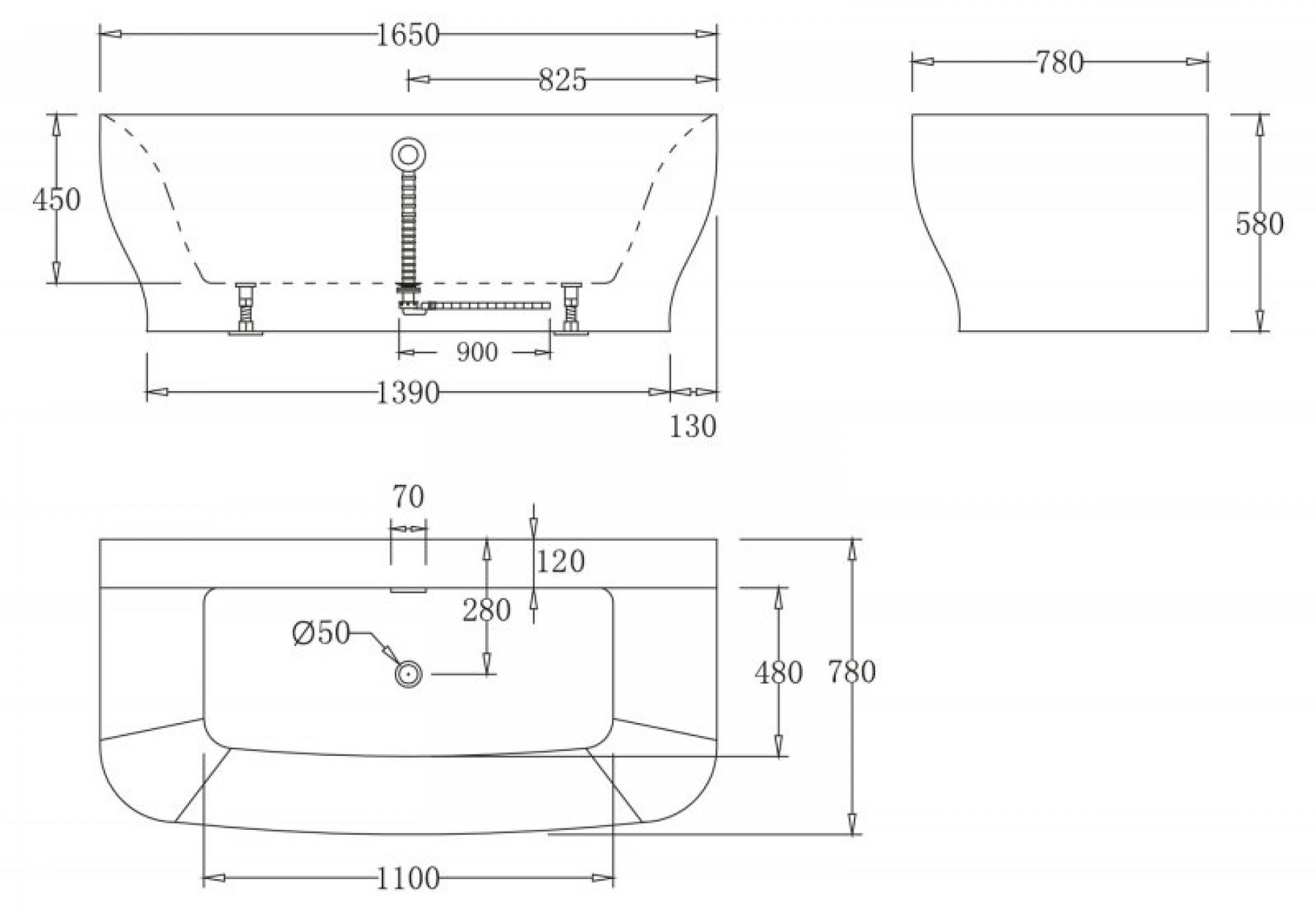 Акриловая ванна BelBagno BB74-1650