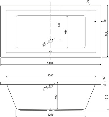 Акриловая ванна 180х80 Cezares Plane PLANE-180-80-49-W37