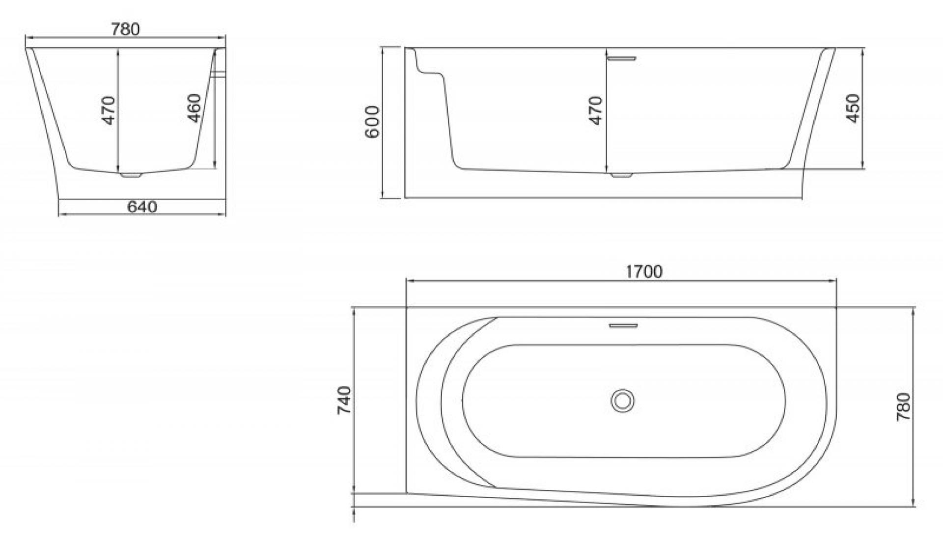 Акриловая ванна170х78 см BelBagno BB410-1700-780-L