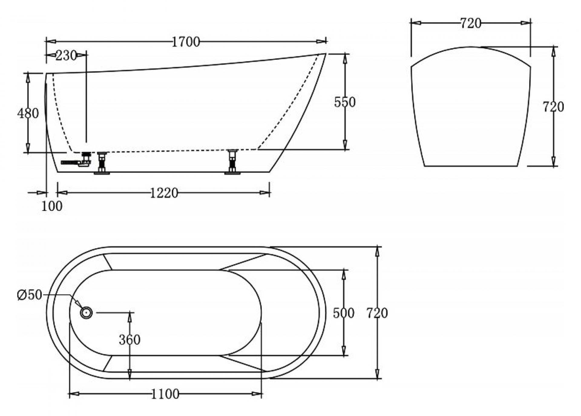 Акриловая ванна 170х70 см BelBagno BB62-1700