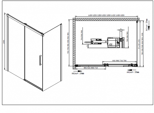 Душевая дверь в нишу Cezares Verona B13 100/60/60 C Cr