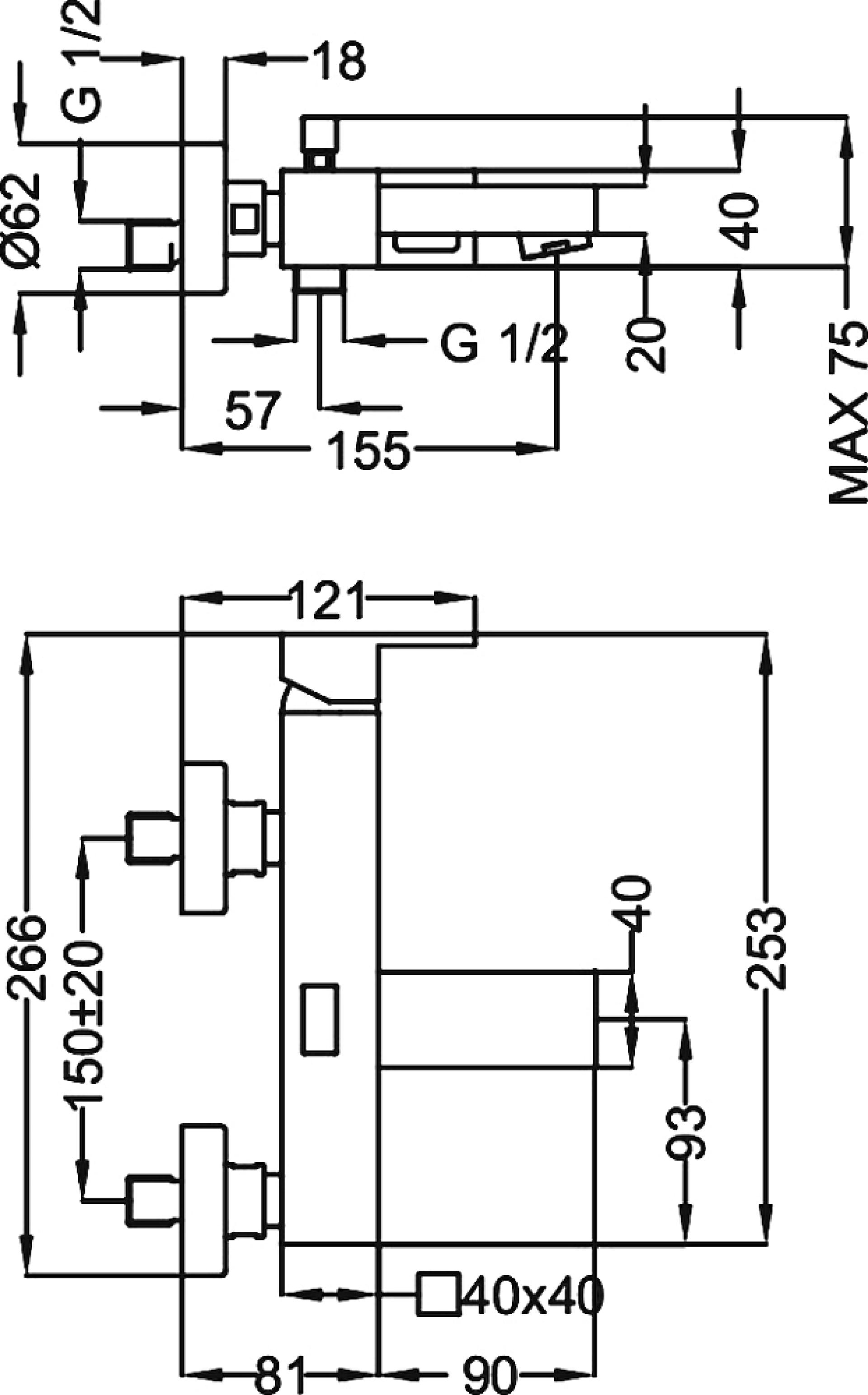 Смеситель Cezares Molveno MOLVENO-VM-01-Cr для ванны с душем