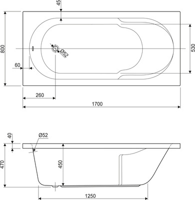 Акриловая ванна 170х80 Cezares Arno ARNO-170-80-45-W37