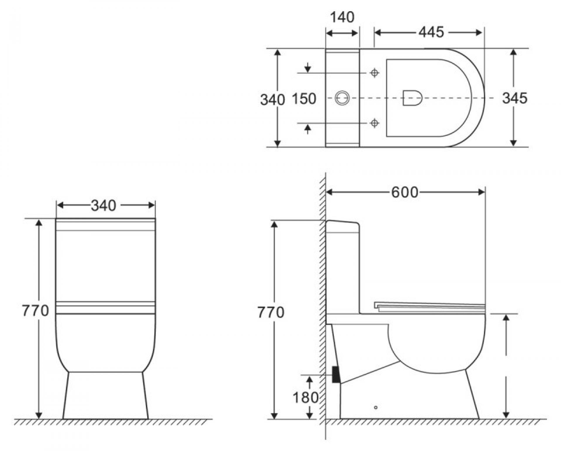 Бачок для унитаза BelBagno Ricco BB275T подвод снизу бачка