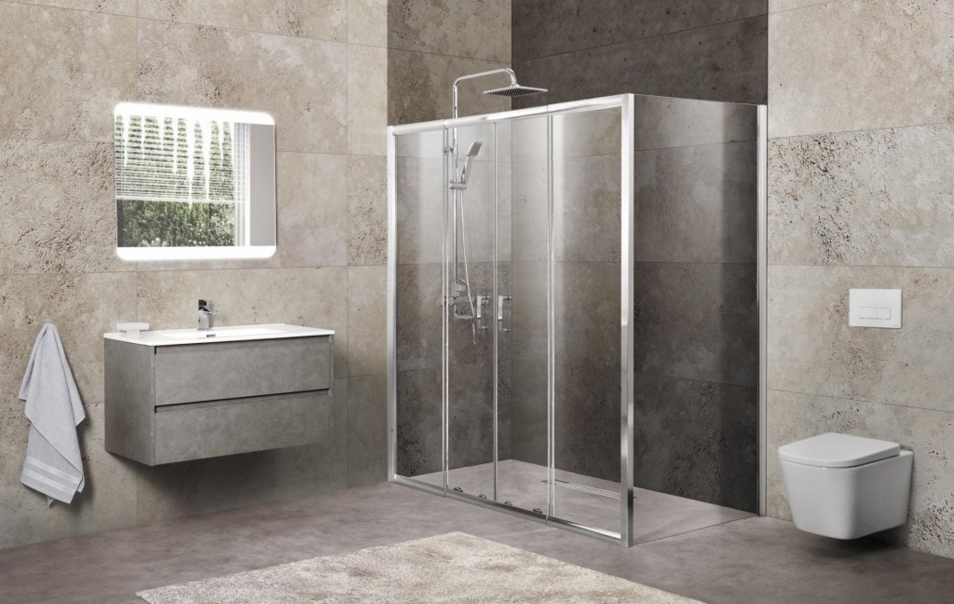 Душевой уголок BelBagno UNIQUE-AH-21-150/180-80-P-Cr стекло punto