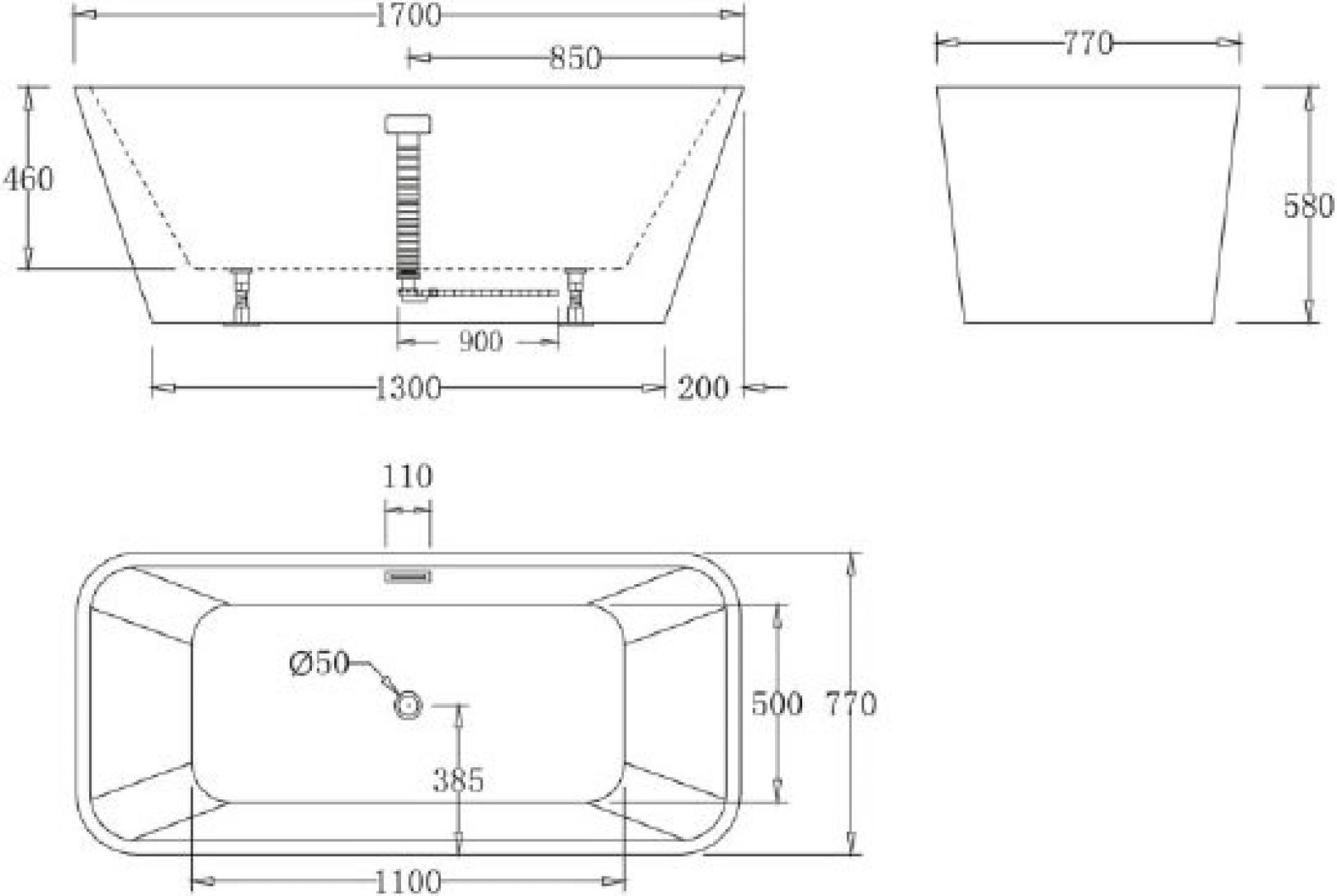 Акриловая ванна 170х80 см BelBagno BB60-1700-800