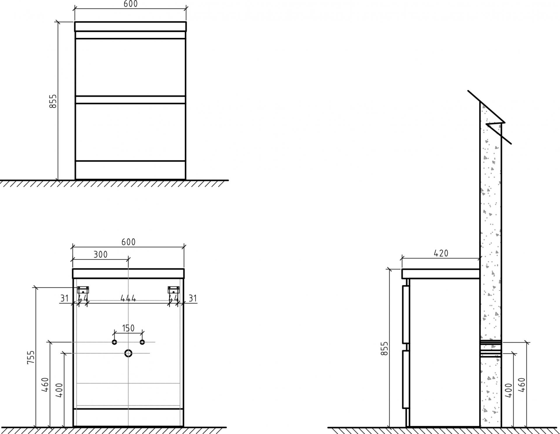 Тумба для комплекта BelBagno Energia-N 60 bianco lucido напольная