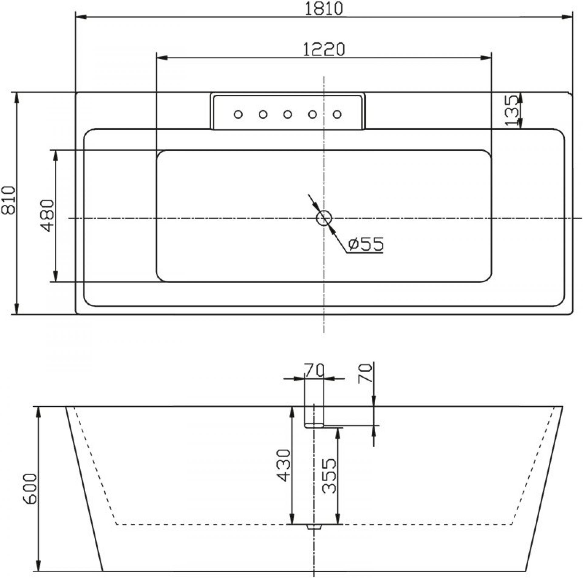 Акриловая ванна 181х81 BelBagno BB19-NERO/BIA