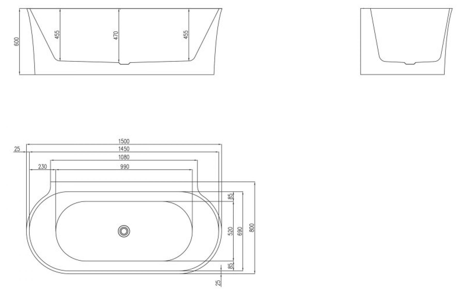 Акриловая ванна 150х80 см BelBagno BB409-1500-800