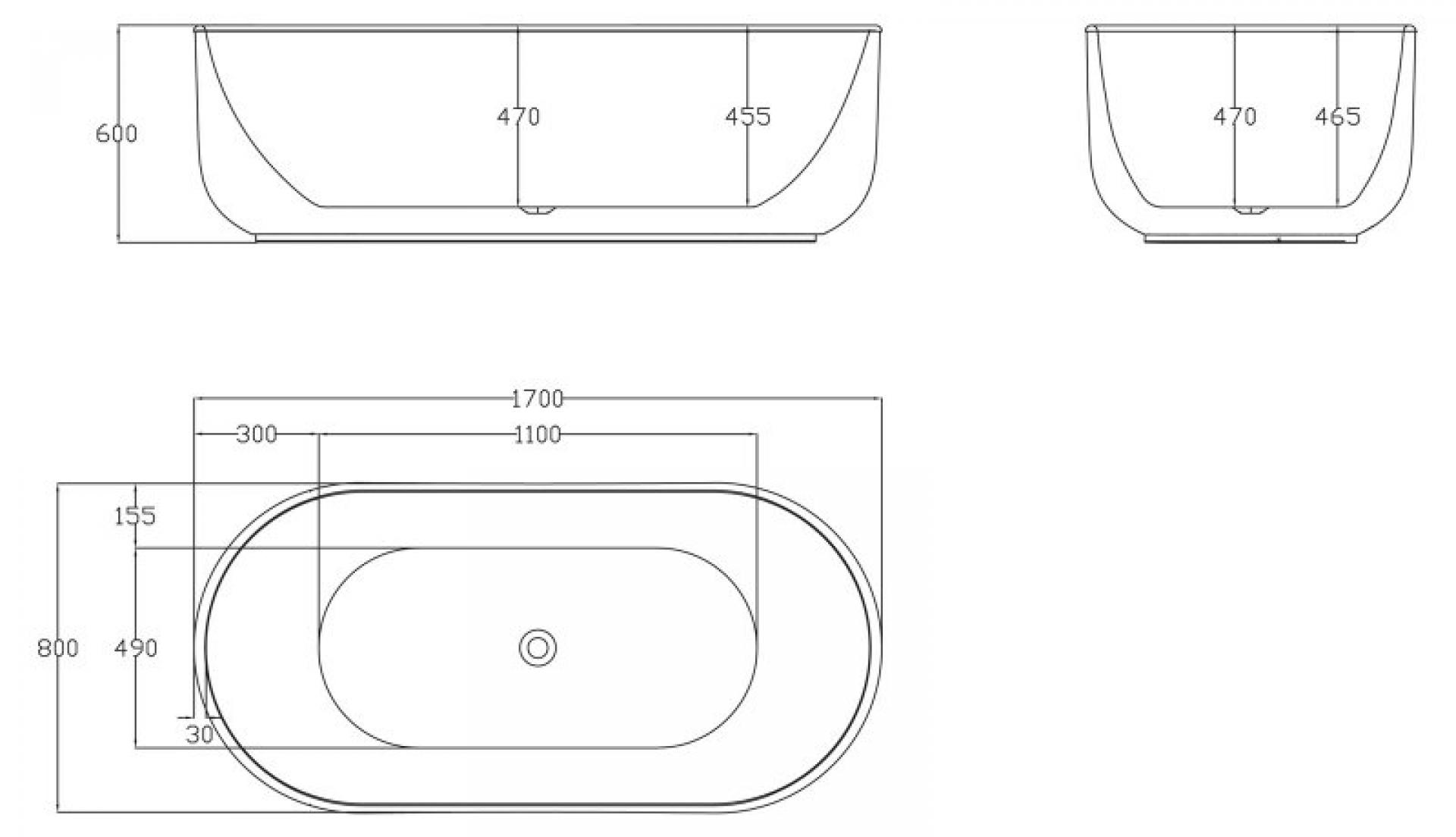 Акриловая ванна 170х80 см BelBagno BB401-1700-800