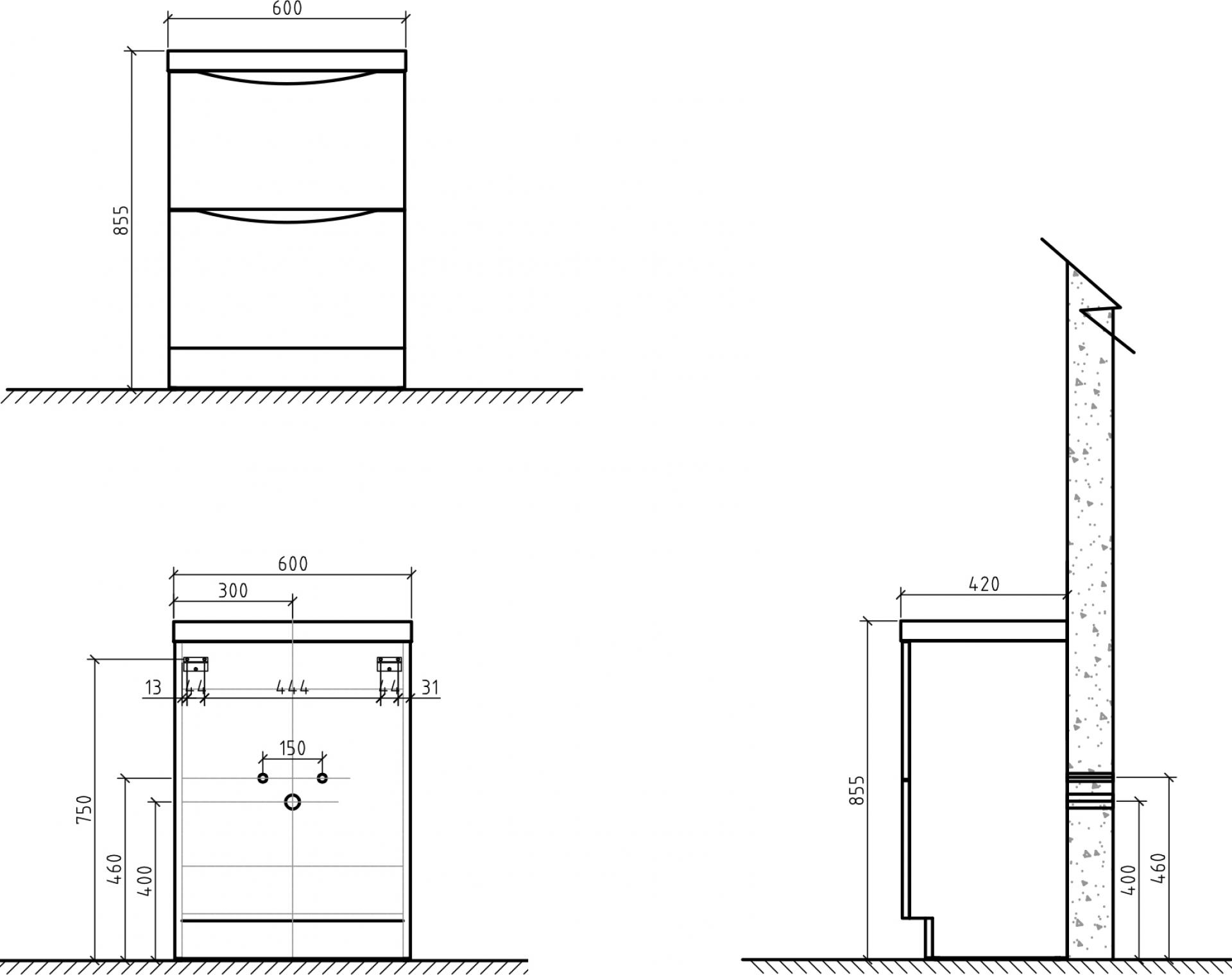 Тумба для комплекта BelBagno Ancona-N 60 rovere moro напольная