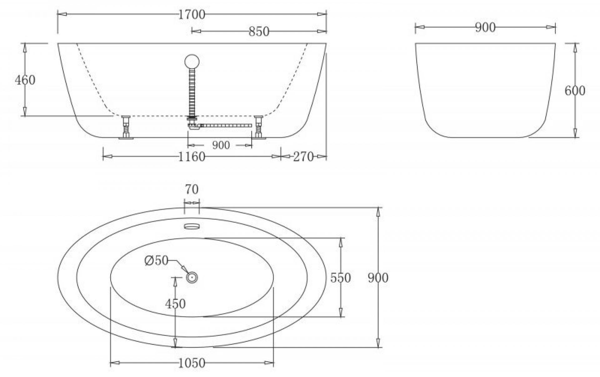 Акриловая ванна 170х90 BelBagno BB67-1700