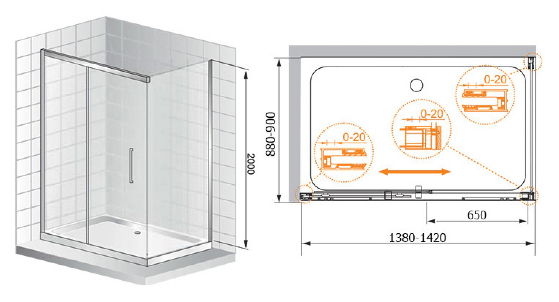 Душевой уголок Cezares Premier Soft W AH1 140/90 C Cr IV