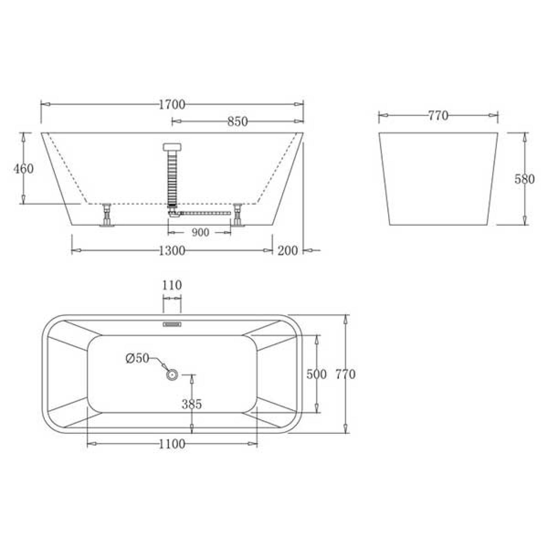 Акриловая ванна 170х75 см BelBagno BB60-1700