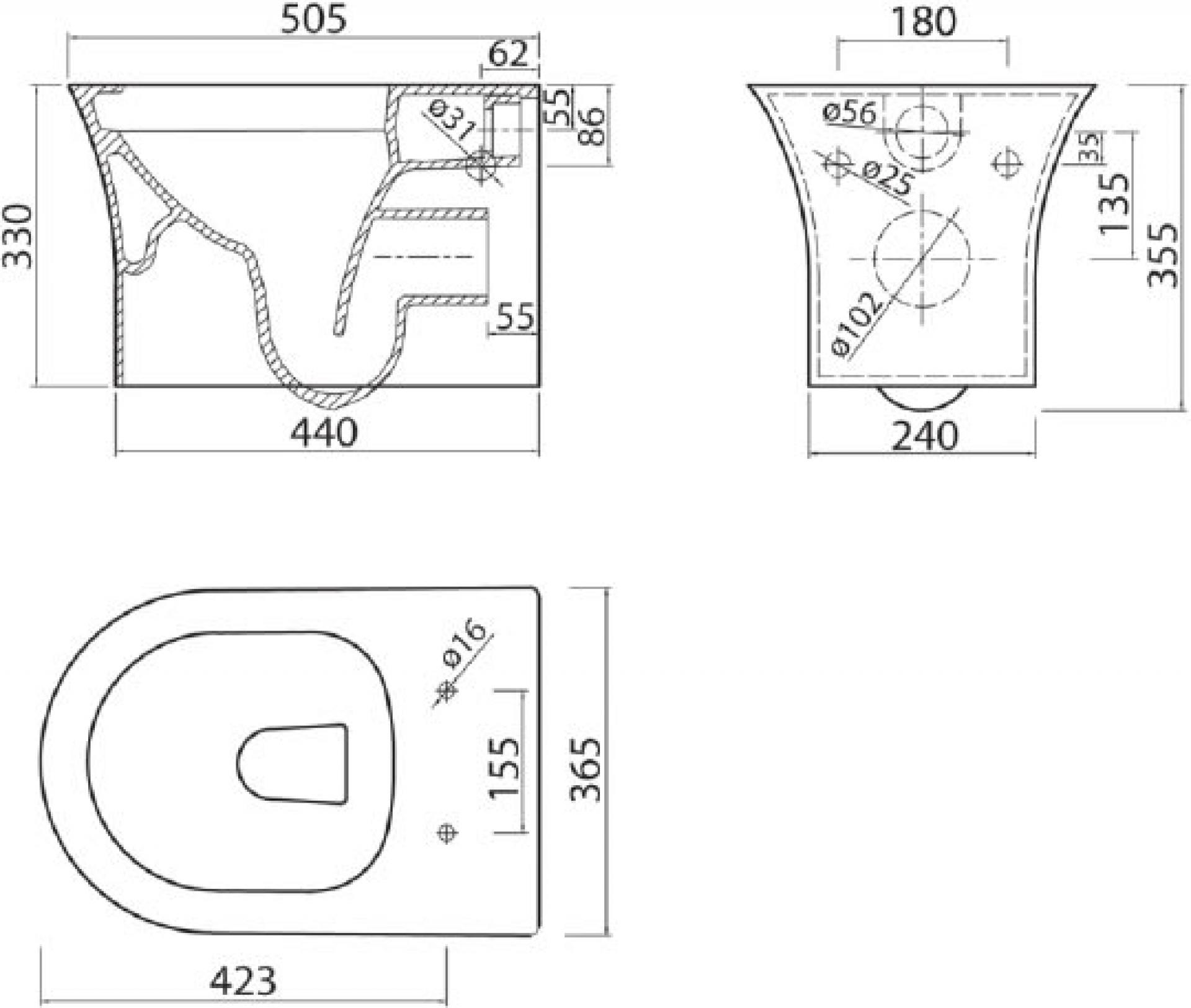 Унитаз подвесной BelBagno Tanto BB333B безободковый