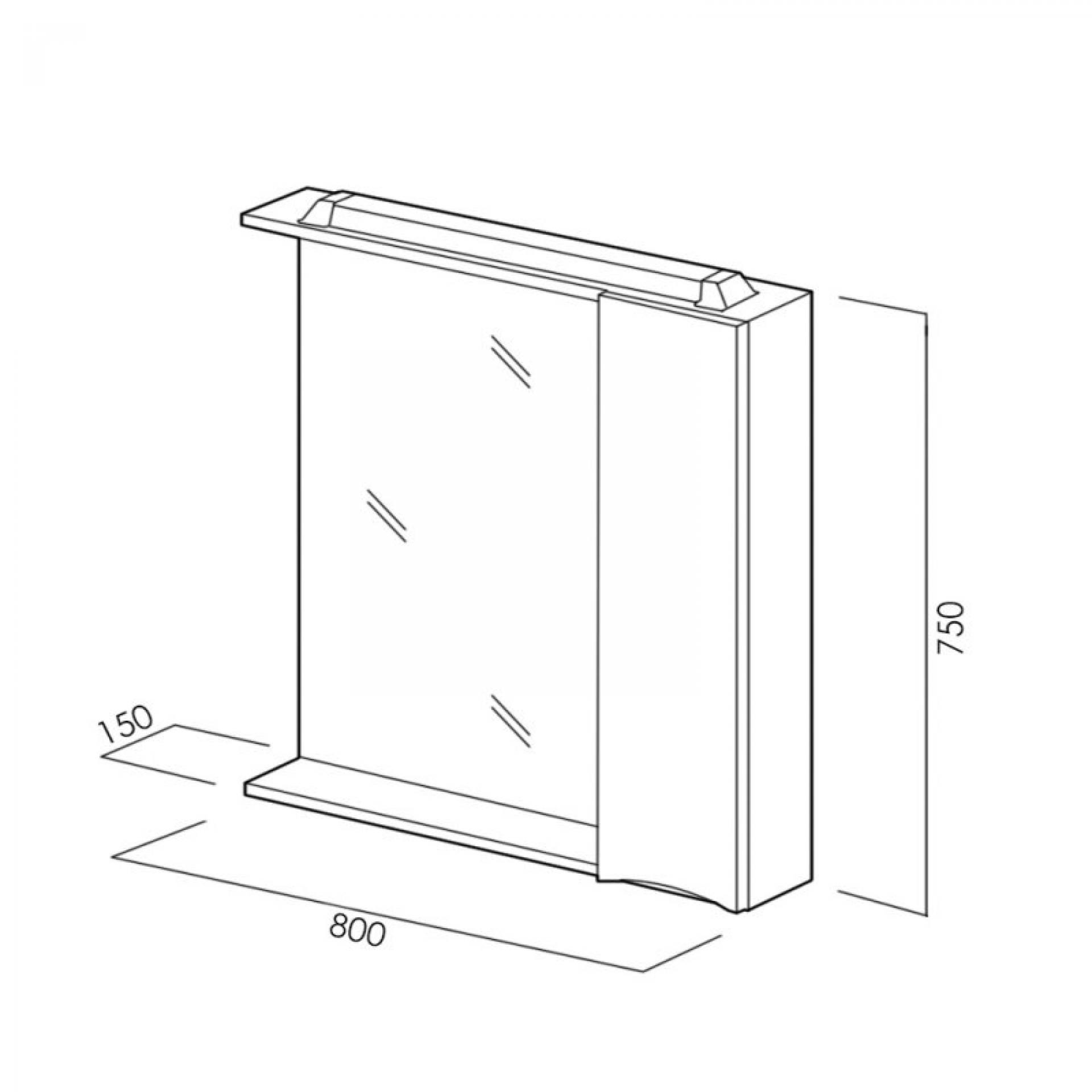 Зеркало-шкаф 80 см BelBagno MARINO-SPC-800/750-1A-BL-P-R