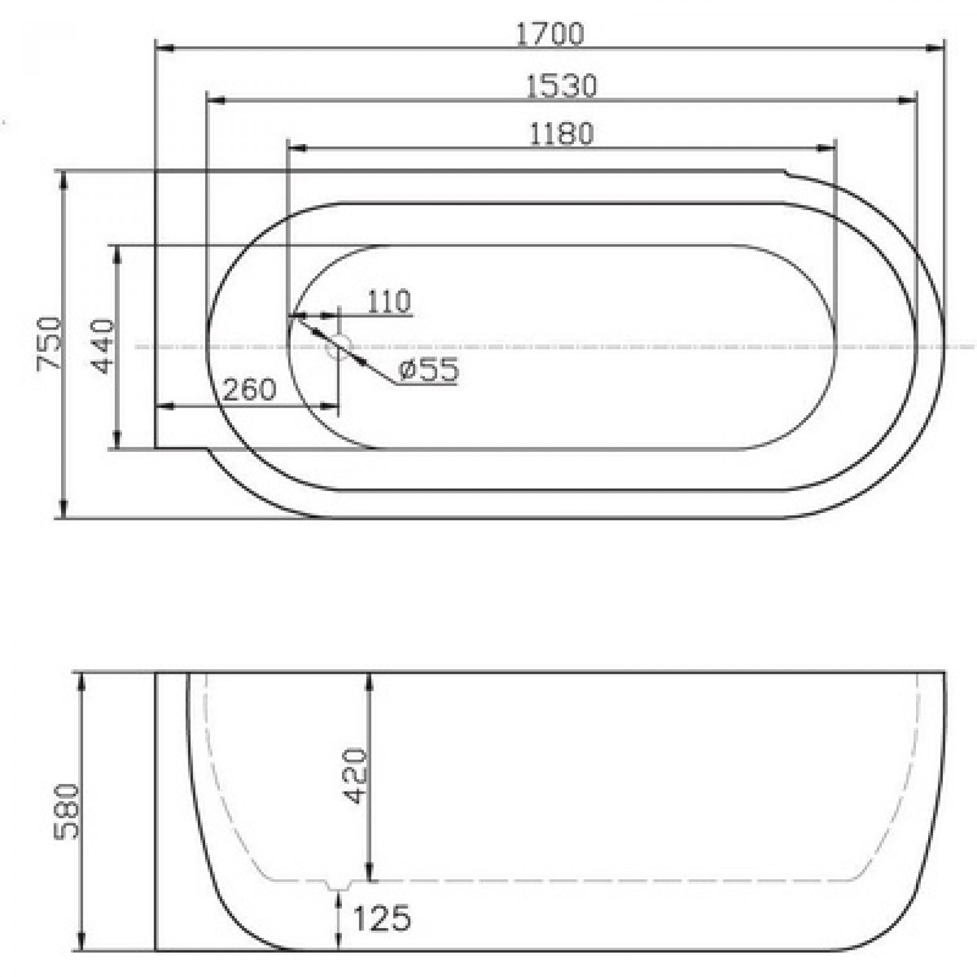 Акриловая ванна 170х75 см BelBagno BB11-1700R